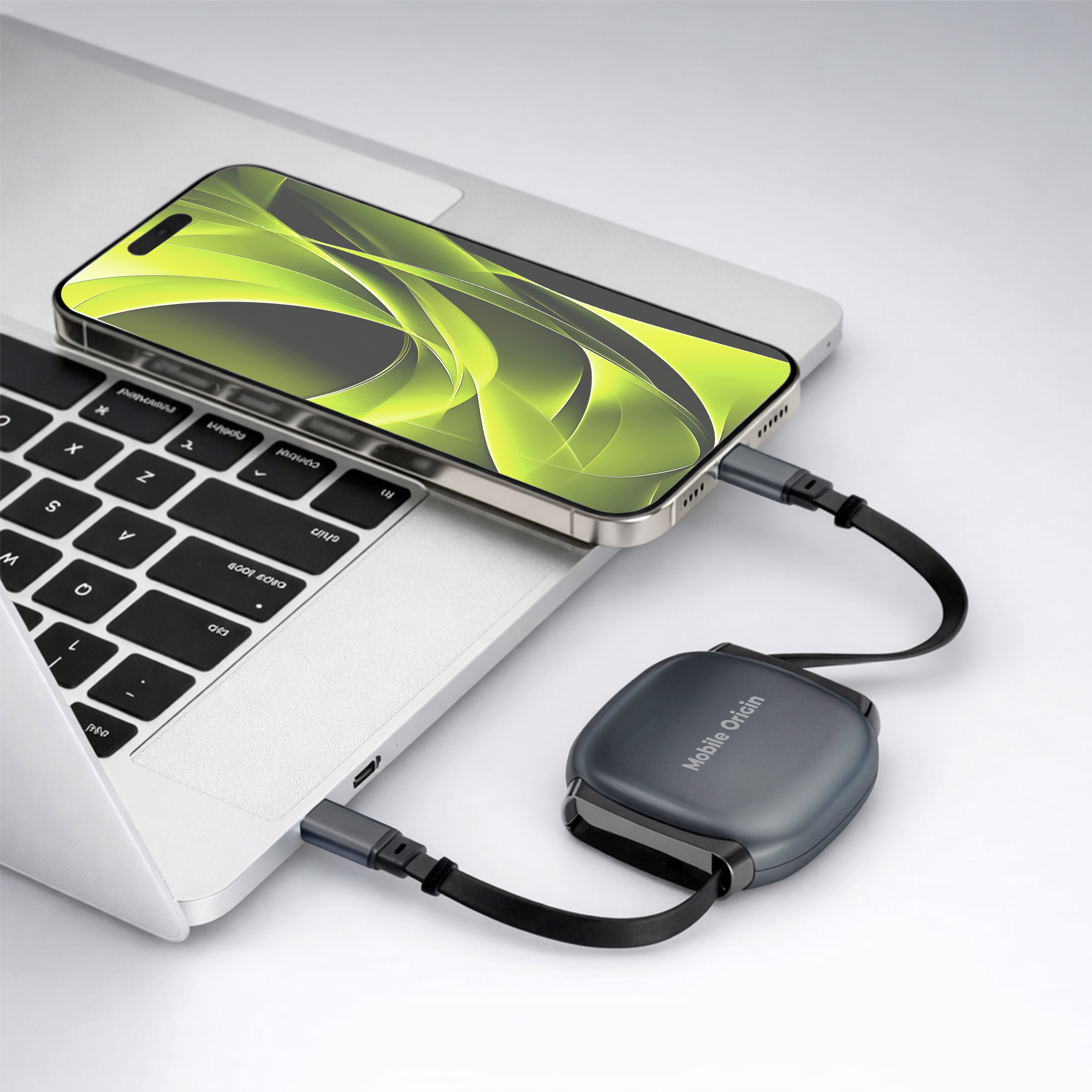 Mobile Origin CB7 100W visszahúzható USB-C - USB-C kábel - asztroszürke