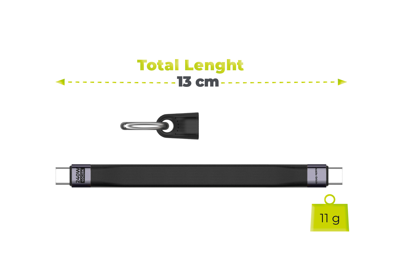 Mobile Origin CB17 240W 40Gbps 8K USB-C kulcstartós kábel - fekete