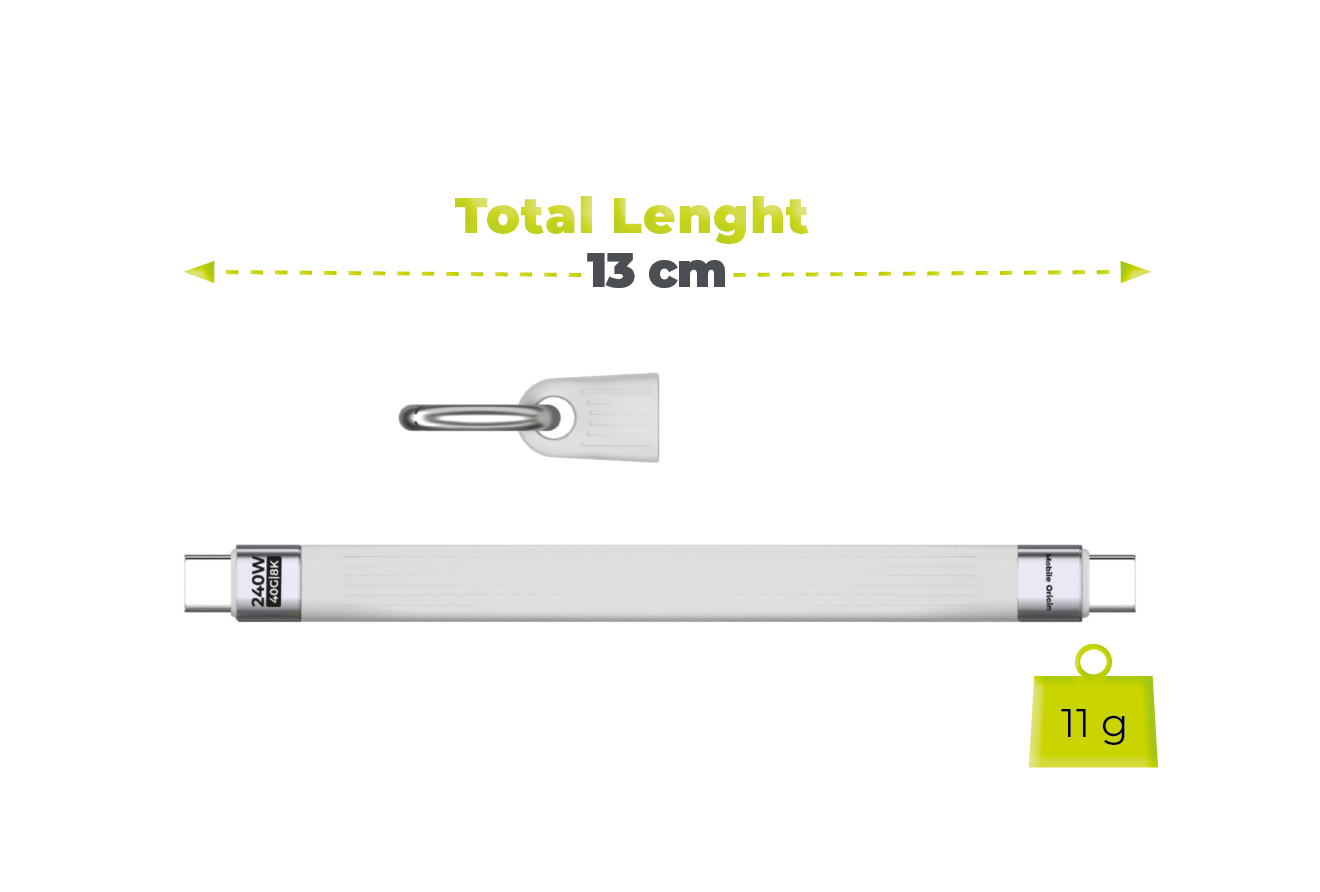 Mobile Origin CB17 240W 40Gbps 8K USB-C kulcstartós kábel - fehér