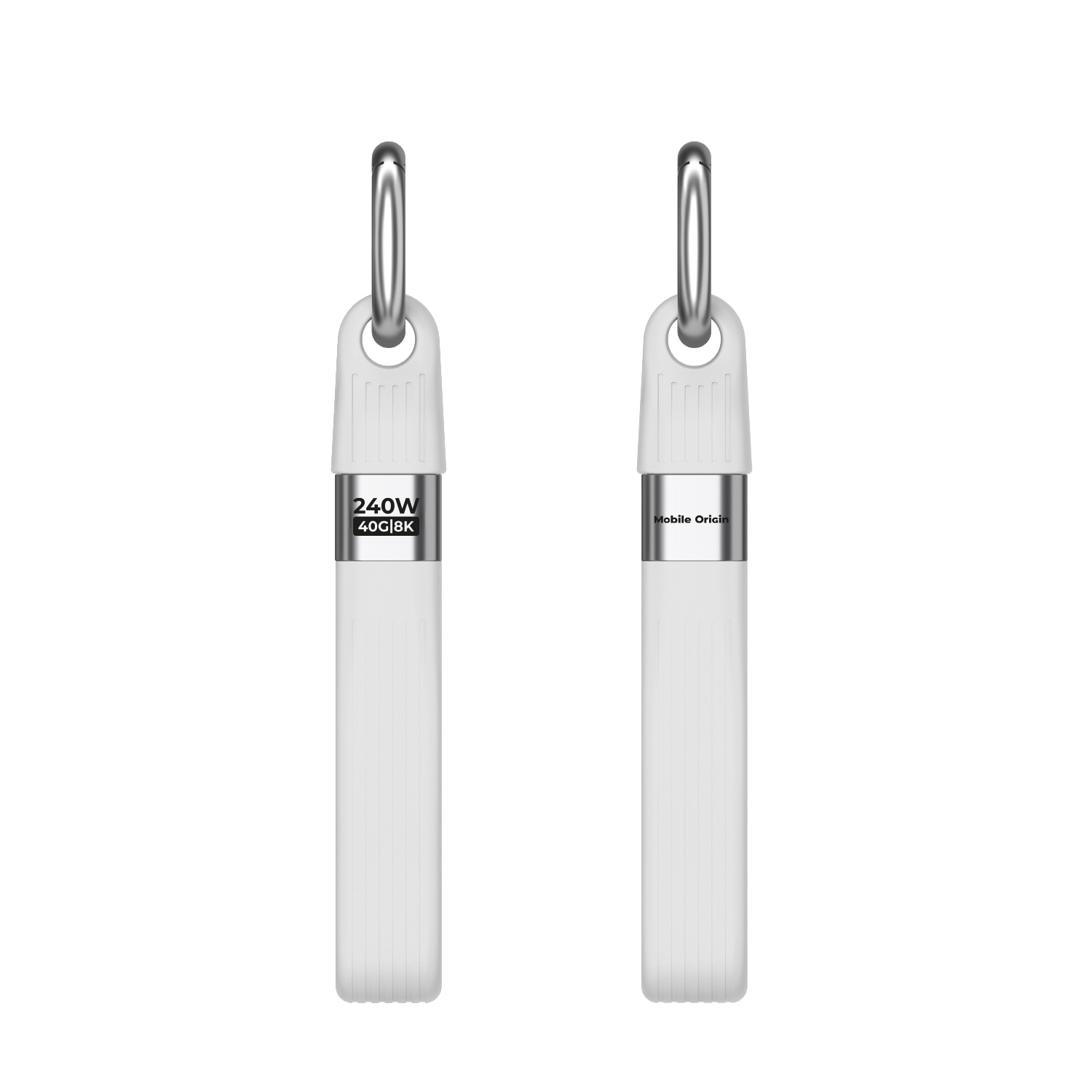 Mobile Origin CB17 240W 40Gbps 8K USB-C kulcstartós kábel - fehér