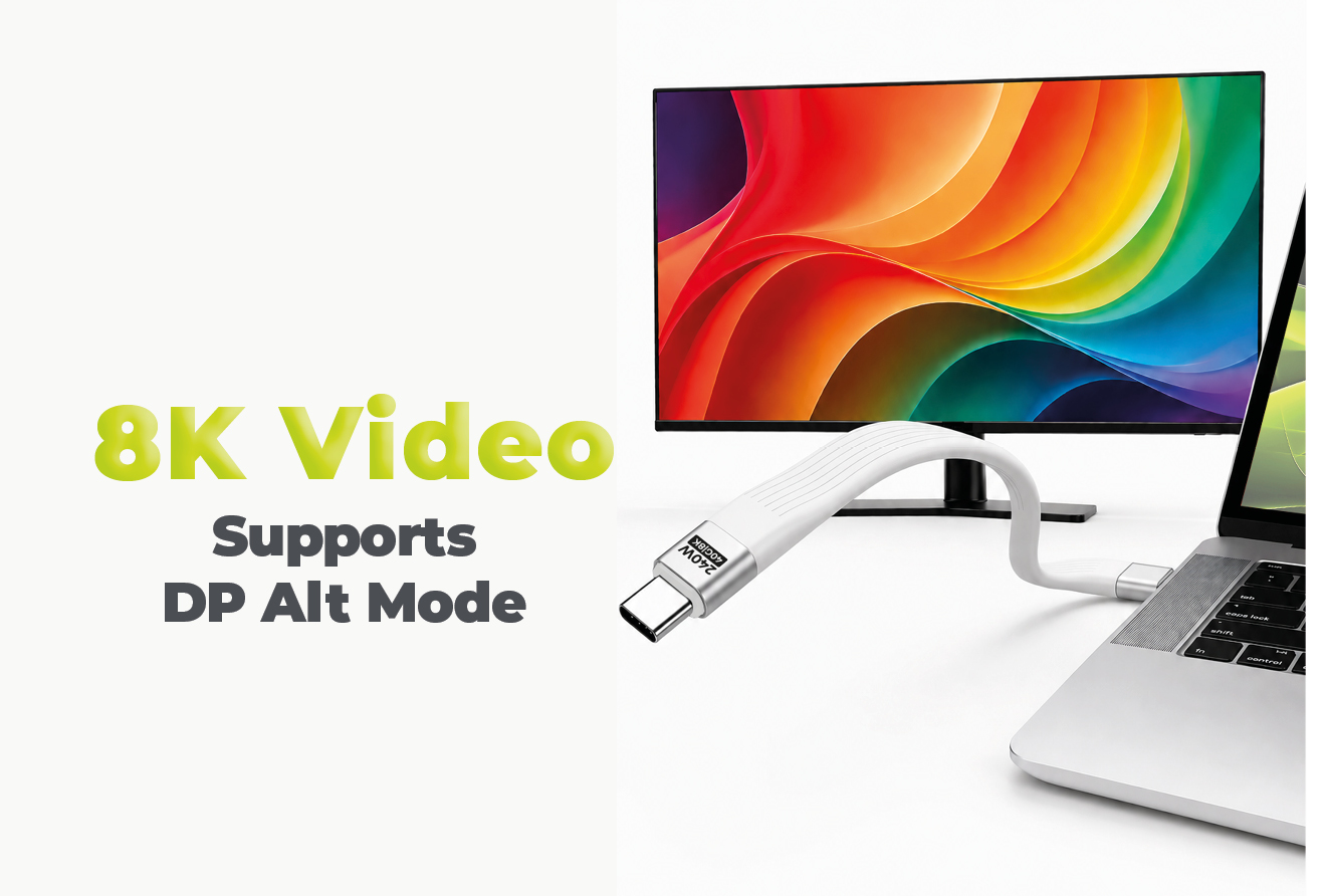 Mobile Origin CB17 240W 40Gbps 8K USB-C kulcstartós kábel - fehér