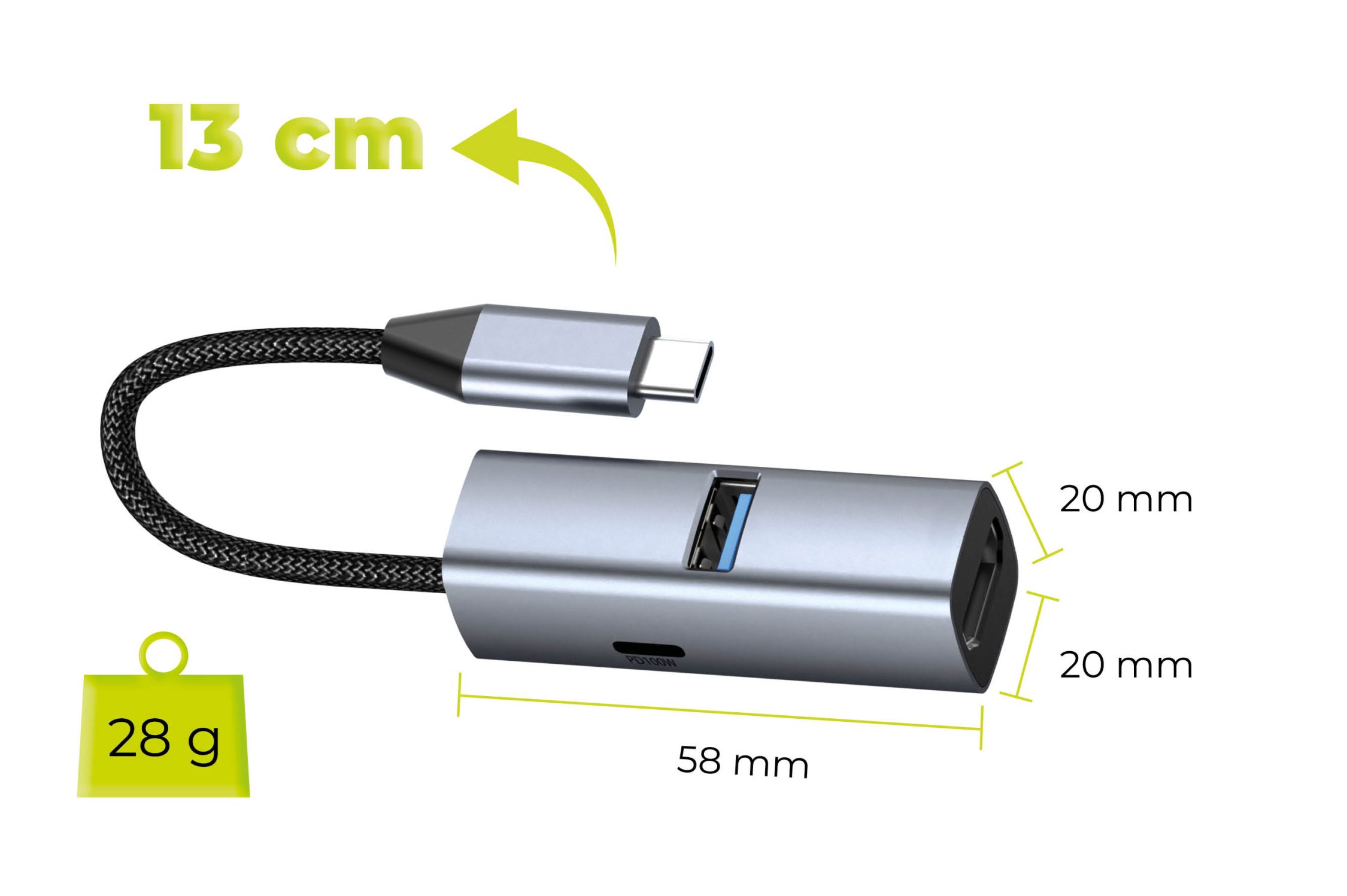 Mobile Origin 3in1 CompactHub (USB-A, USB-C, HDMI, USB-C Cable)