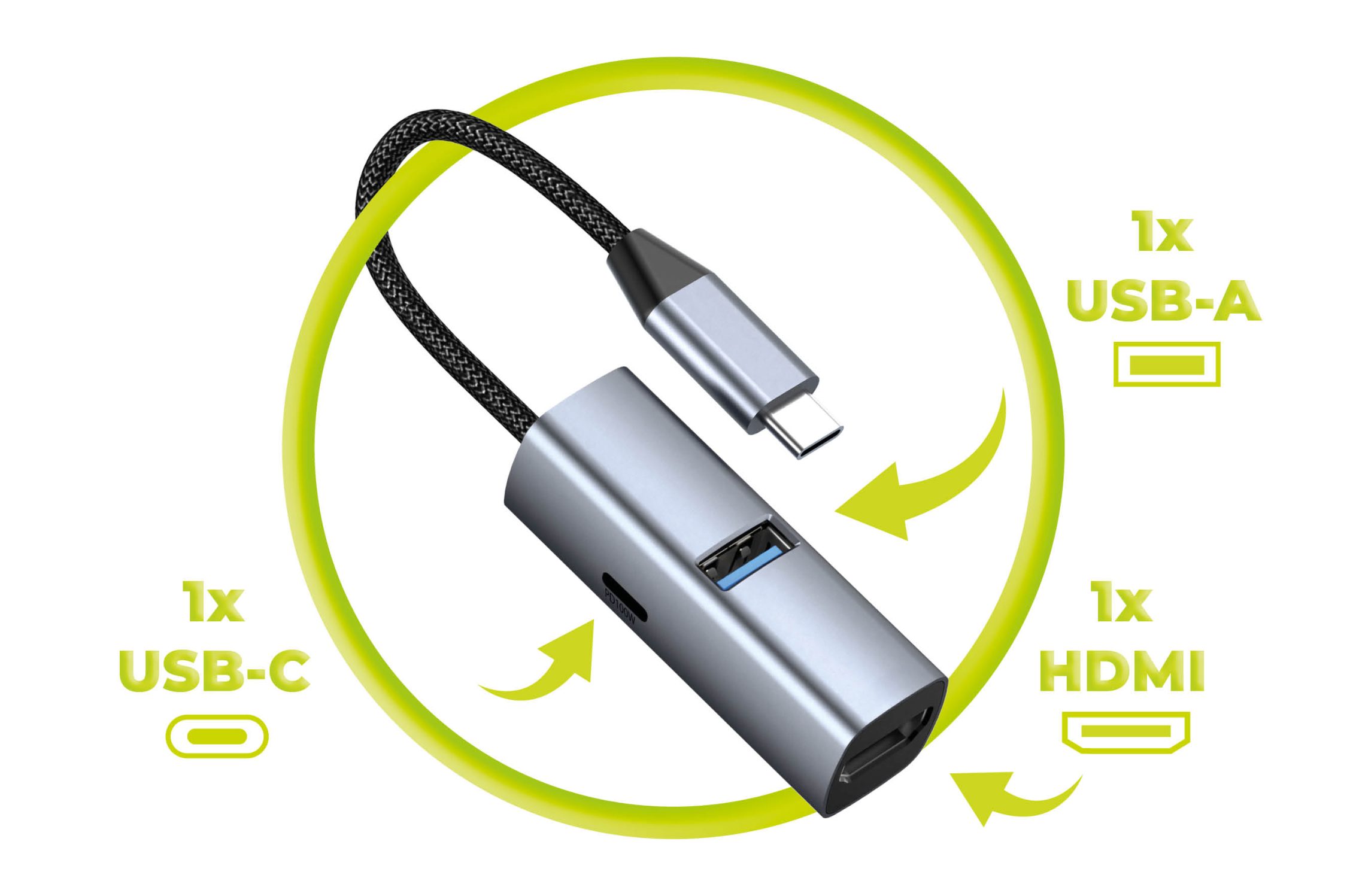 Mobile Origin 3in1 CompactHub (USB-A, USB-C, HDMI, USB-C Cable)