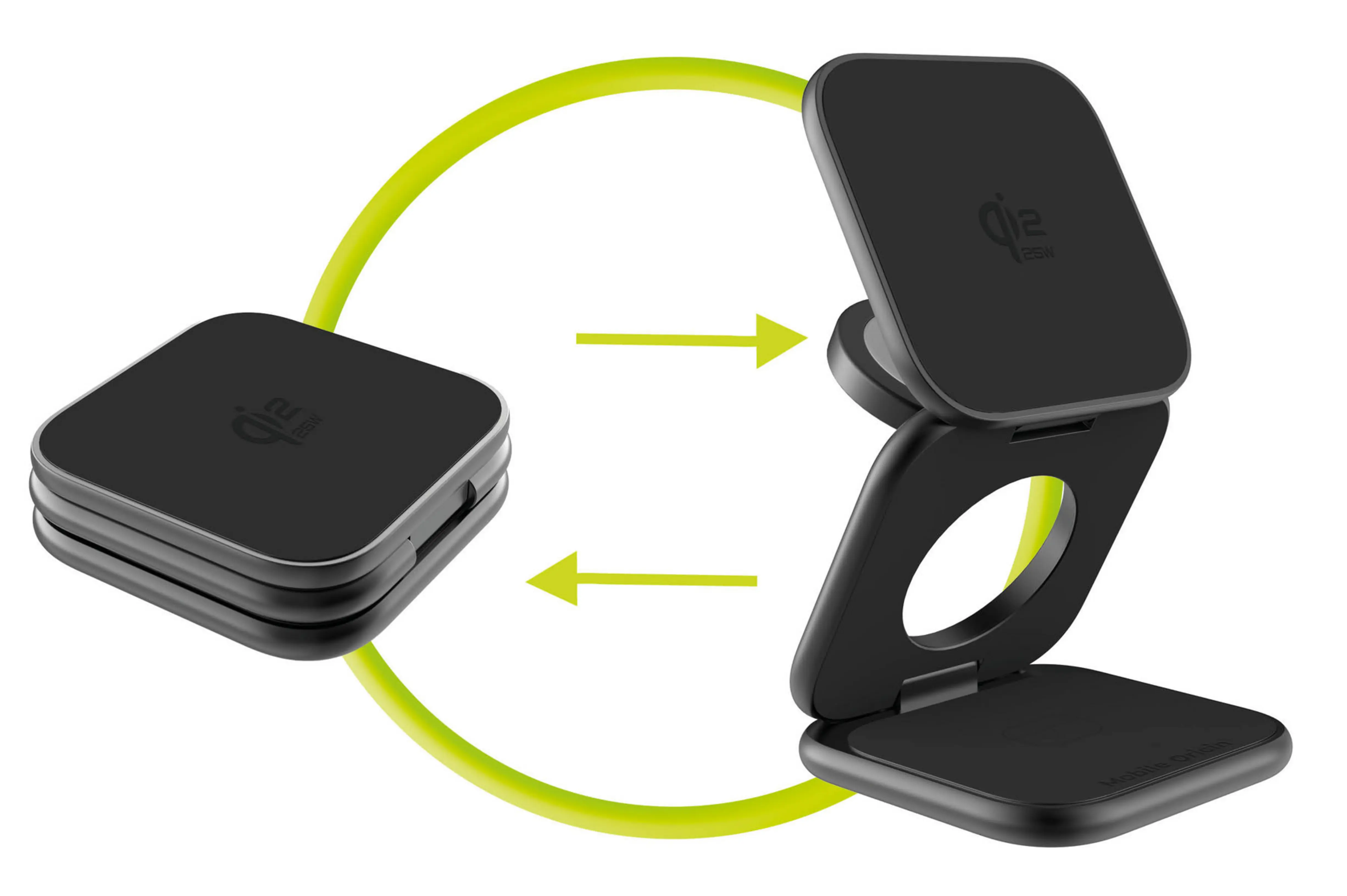 Mobile Origin 3in1 Qi2 25W összehajtható vezeték nélküli töltő - matt fekete