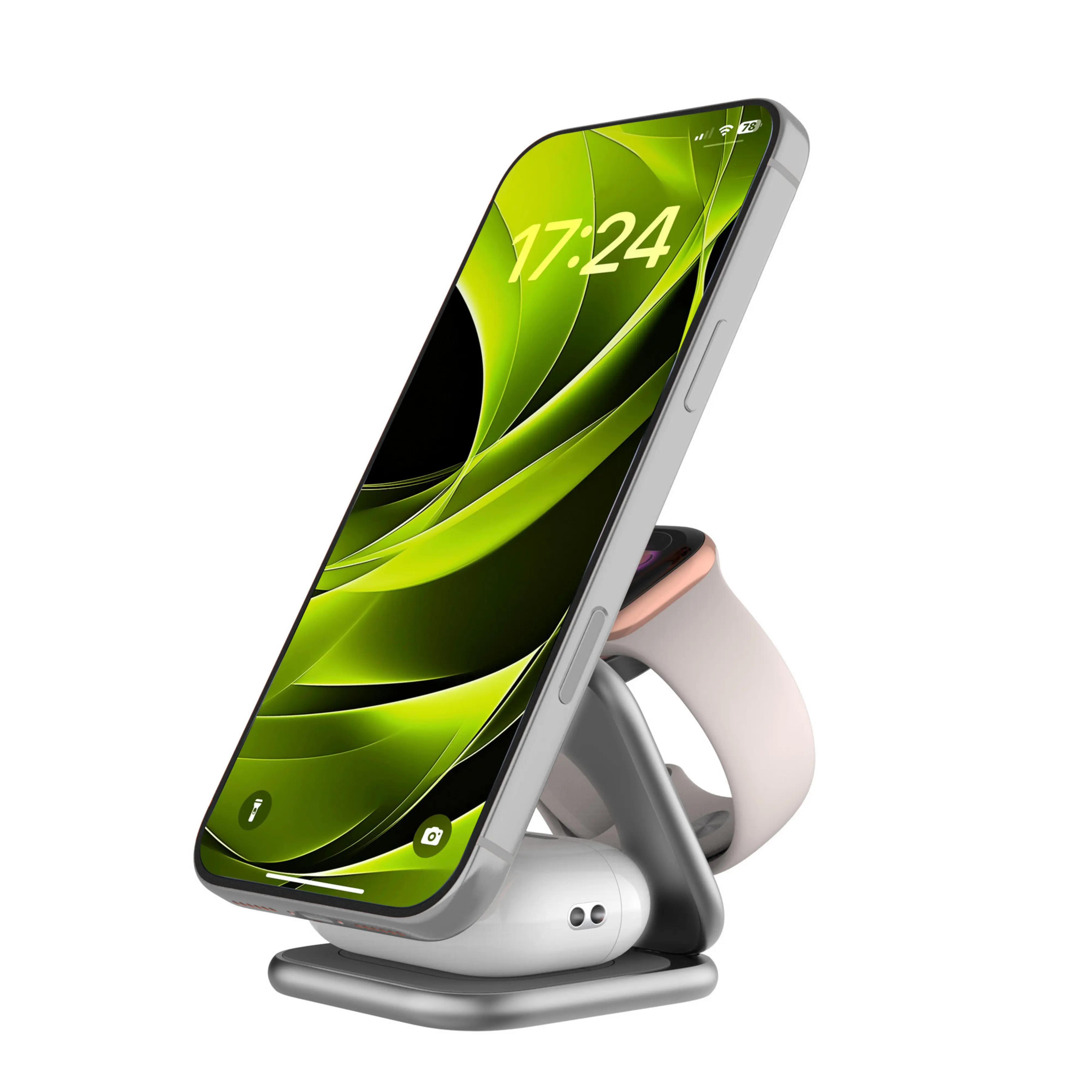 Mobile Origin 3in1 Qi2 25W összehajtható vezeték nélküli töltő - ezüst