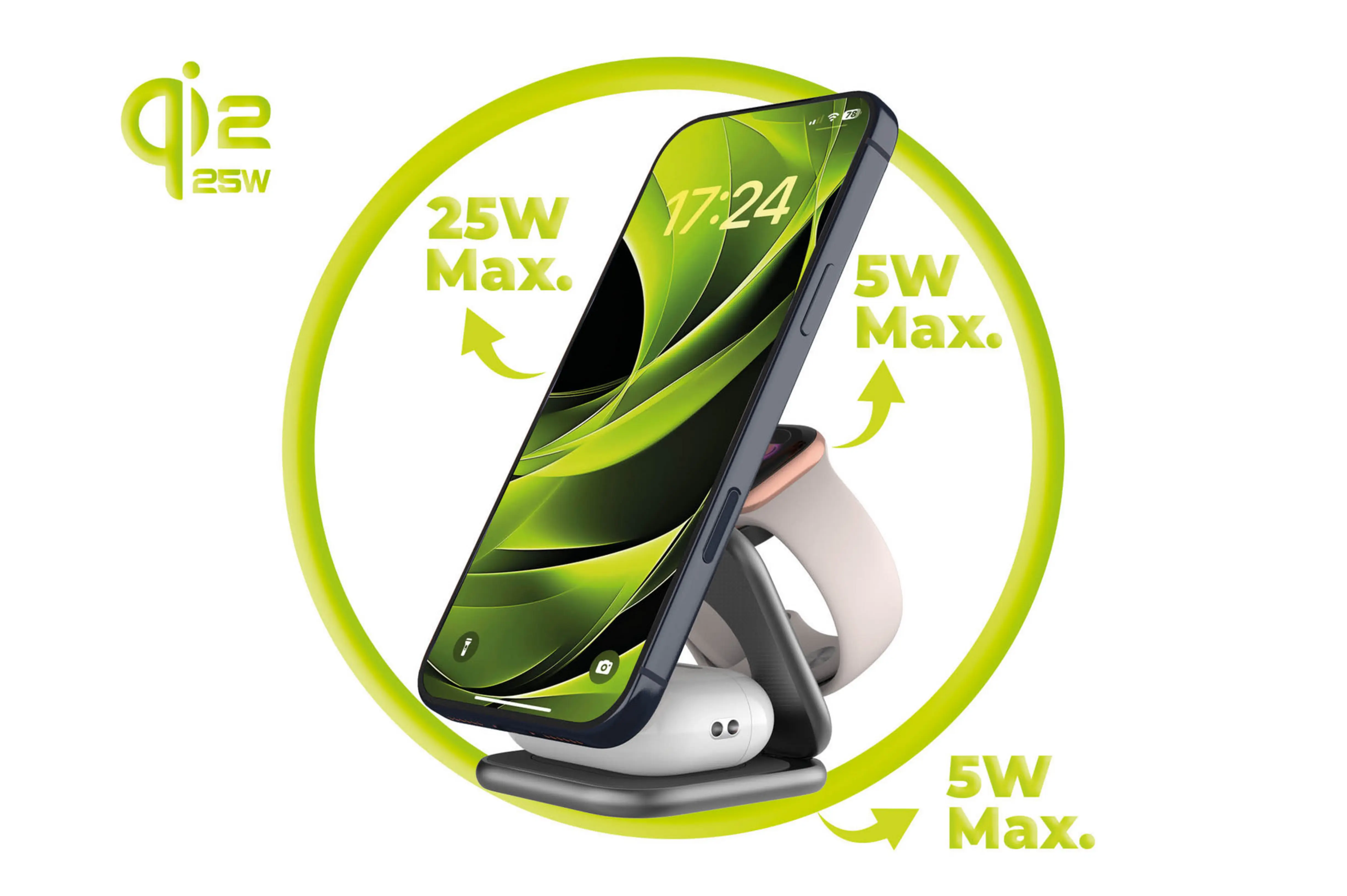 Mobile Origin 3in1 Qi2 25W összehajtható vezeték nélküli töltő - asztroszürke