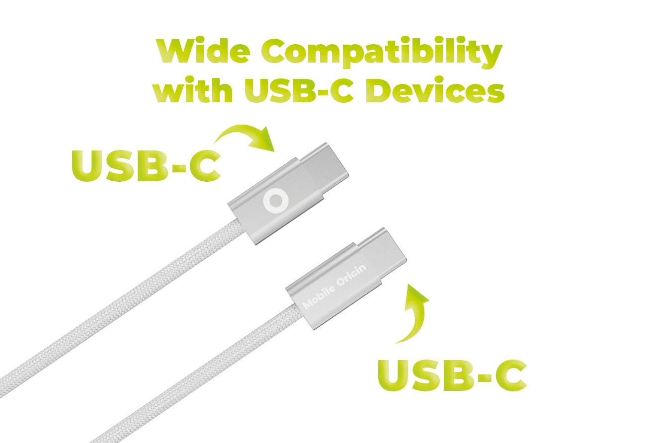 Mobile Origin 60W USB-C - USB-C kábel, 1m - fehér