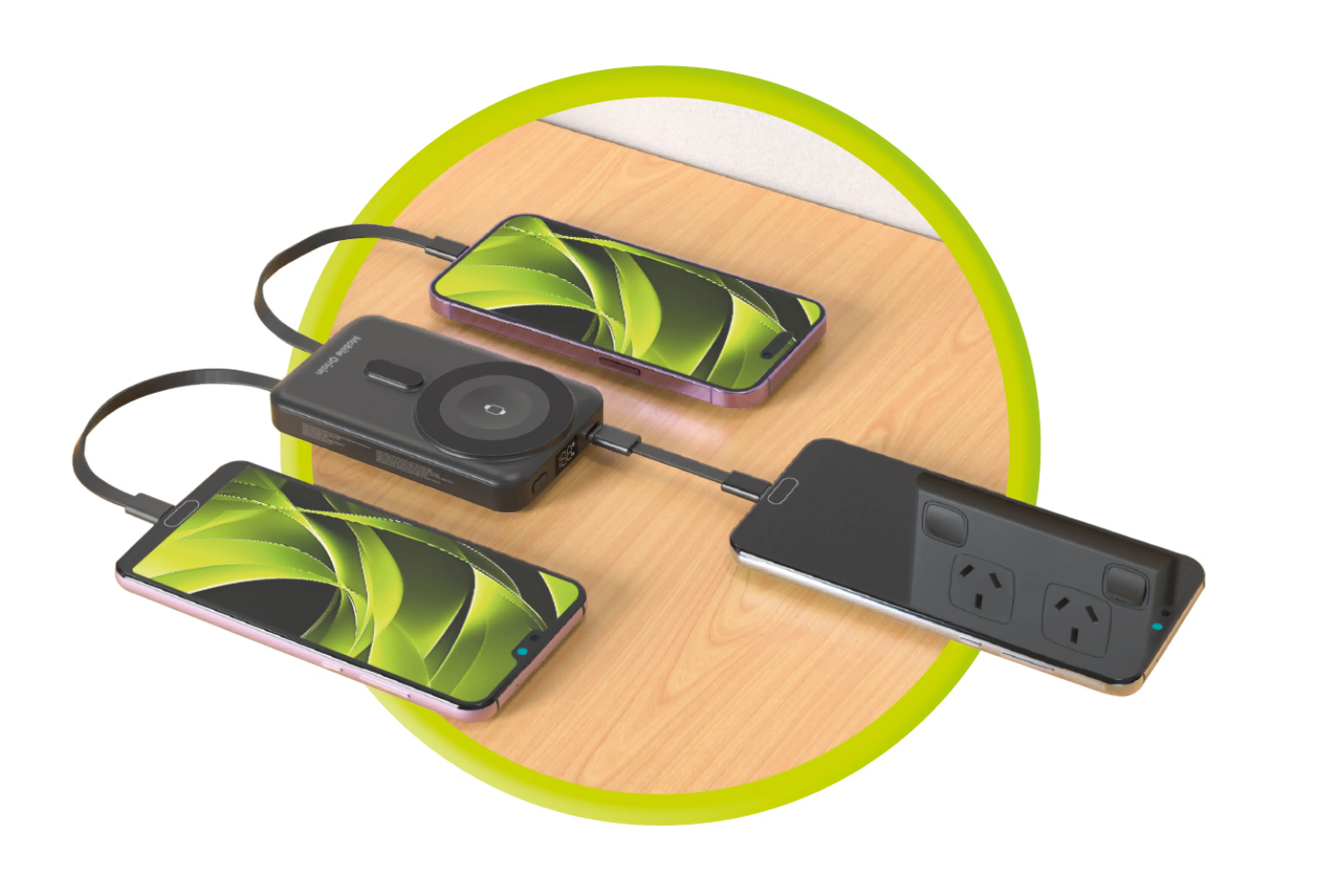 Mobile Origin 10 000mAh mágneses powerbank USB-C és Lightning kábellel