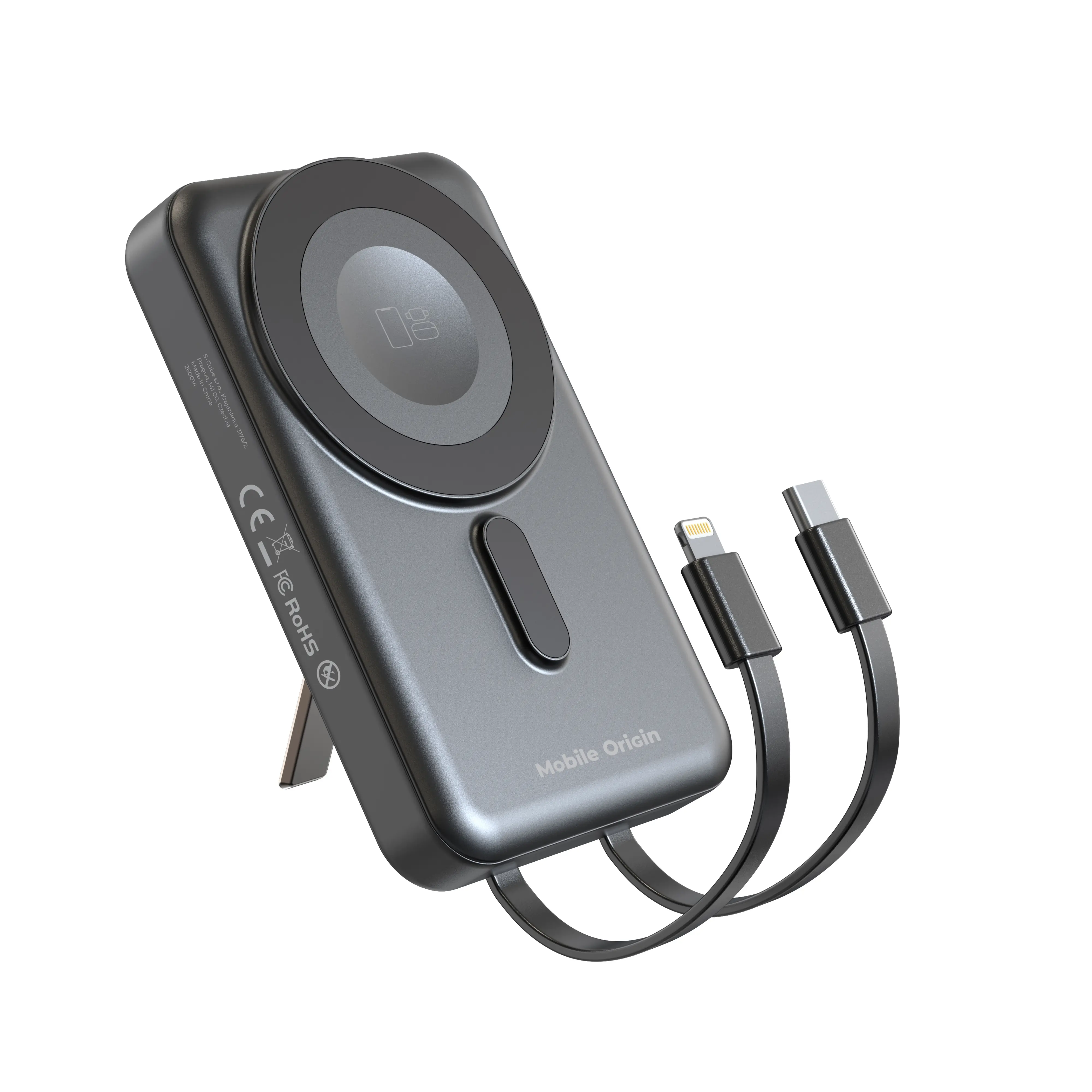 Mobile Origin 10 000mAh mágneses powerbank USB-C és Lightning kábellel