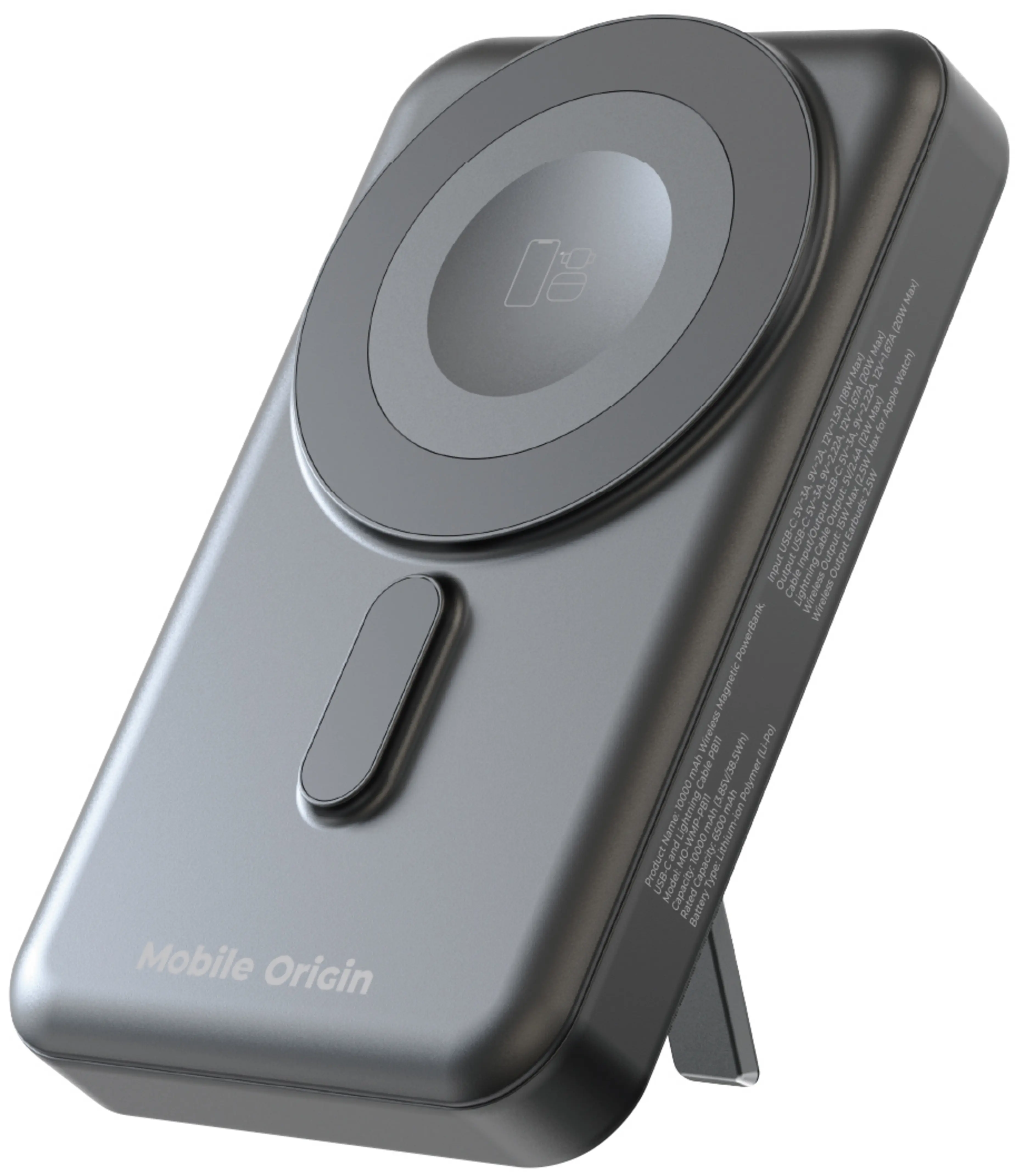 Mobile Origin 10 000mAh mágneses powerbank USB-C és Lightning kábellel