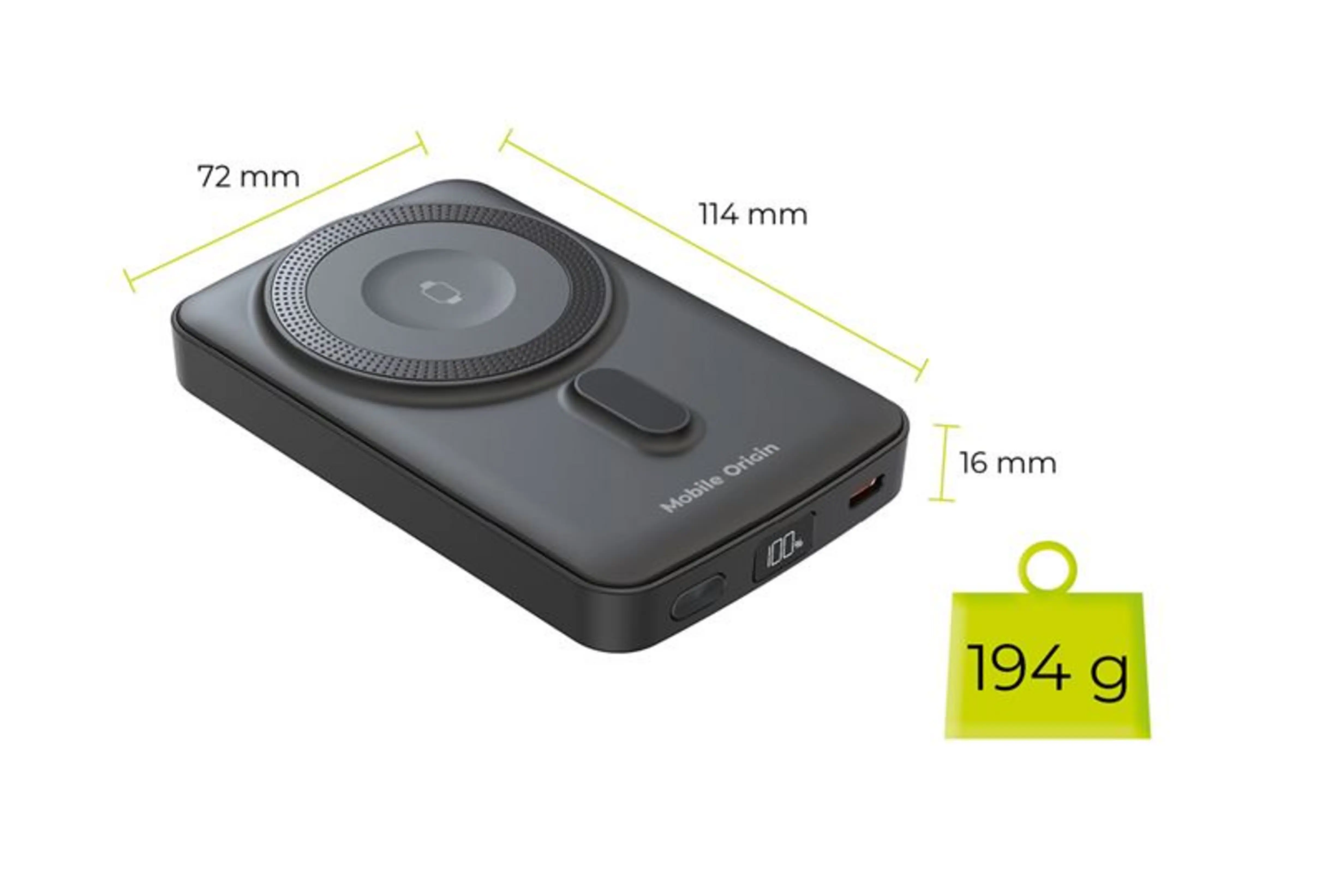 Mobile Origin 10 000mAh mágneses powerbank