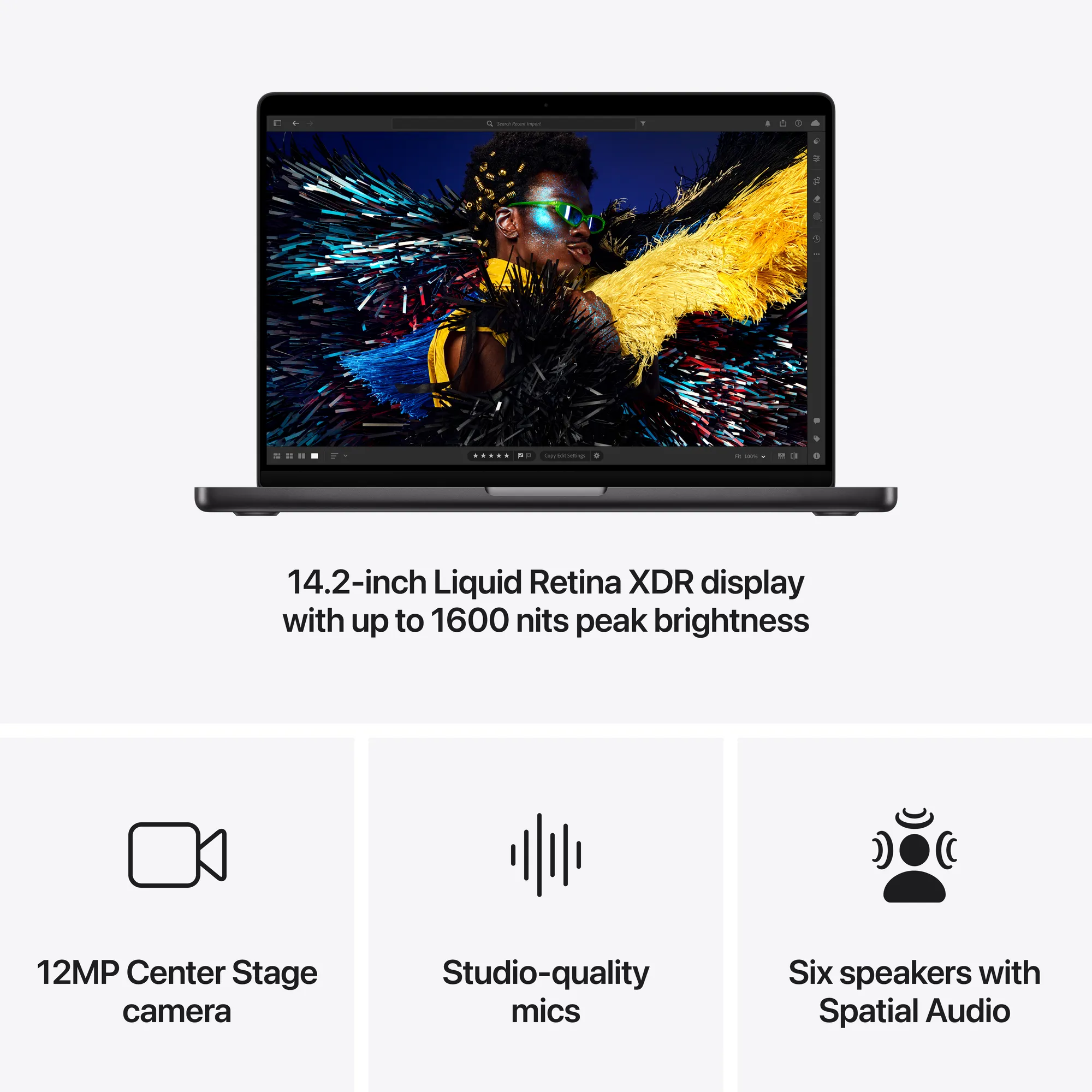 MacBook Pro 14 inch: M4 chip, 10c CPU, 10c GPU, 16GB, 512GB SSD - asztrofekete (Használt - Újszerű)