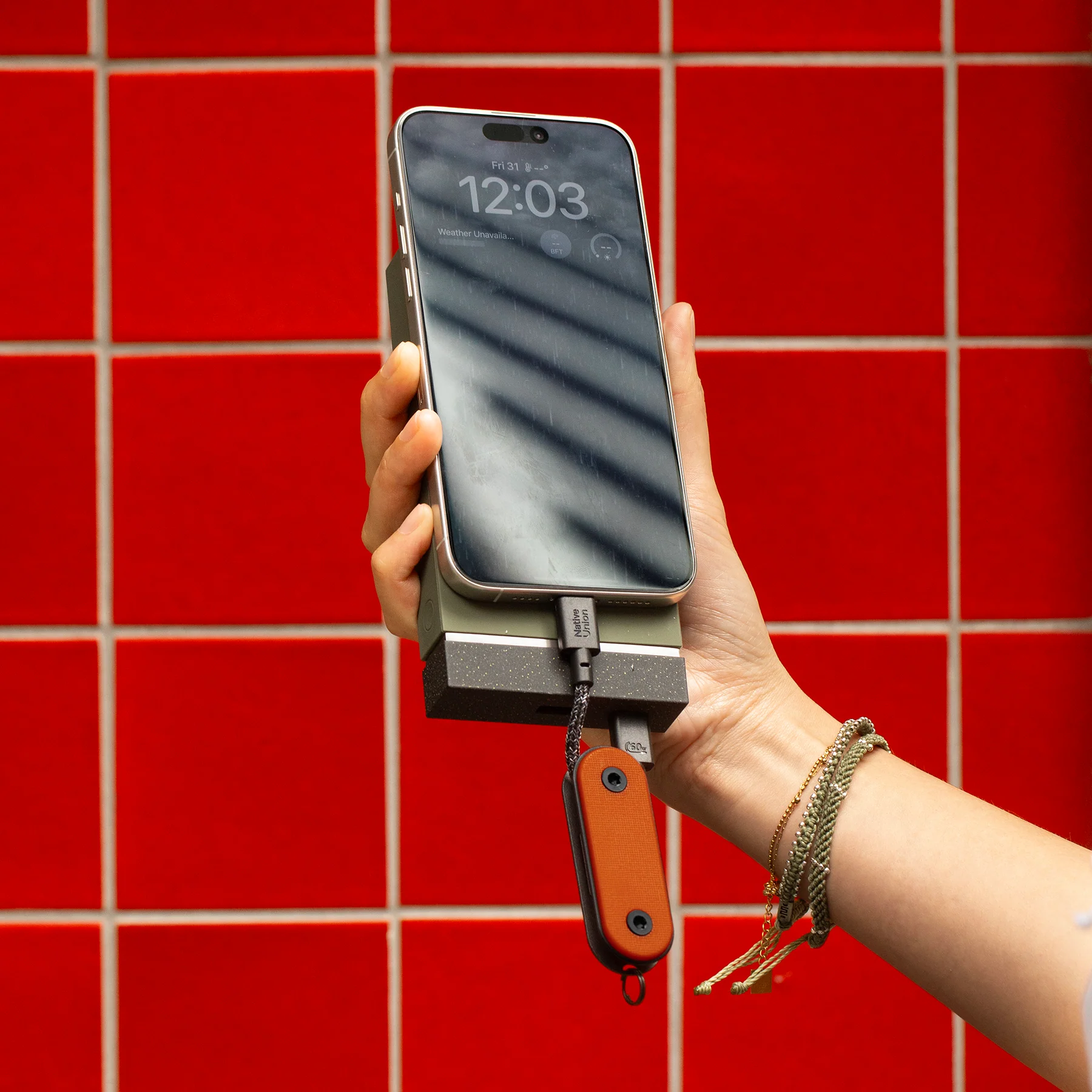 Native Union Pocket Cable kulcstartós USB-C töltőkábel, 60W - piros