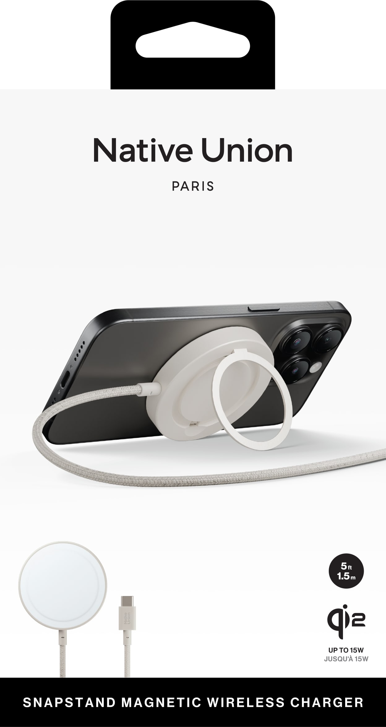 Native Union Snapstand Qi2 vezeték nélküli tőltő - bézs