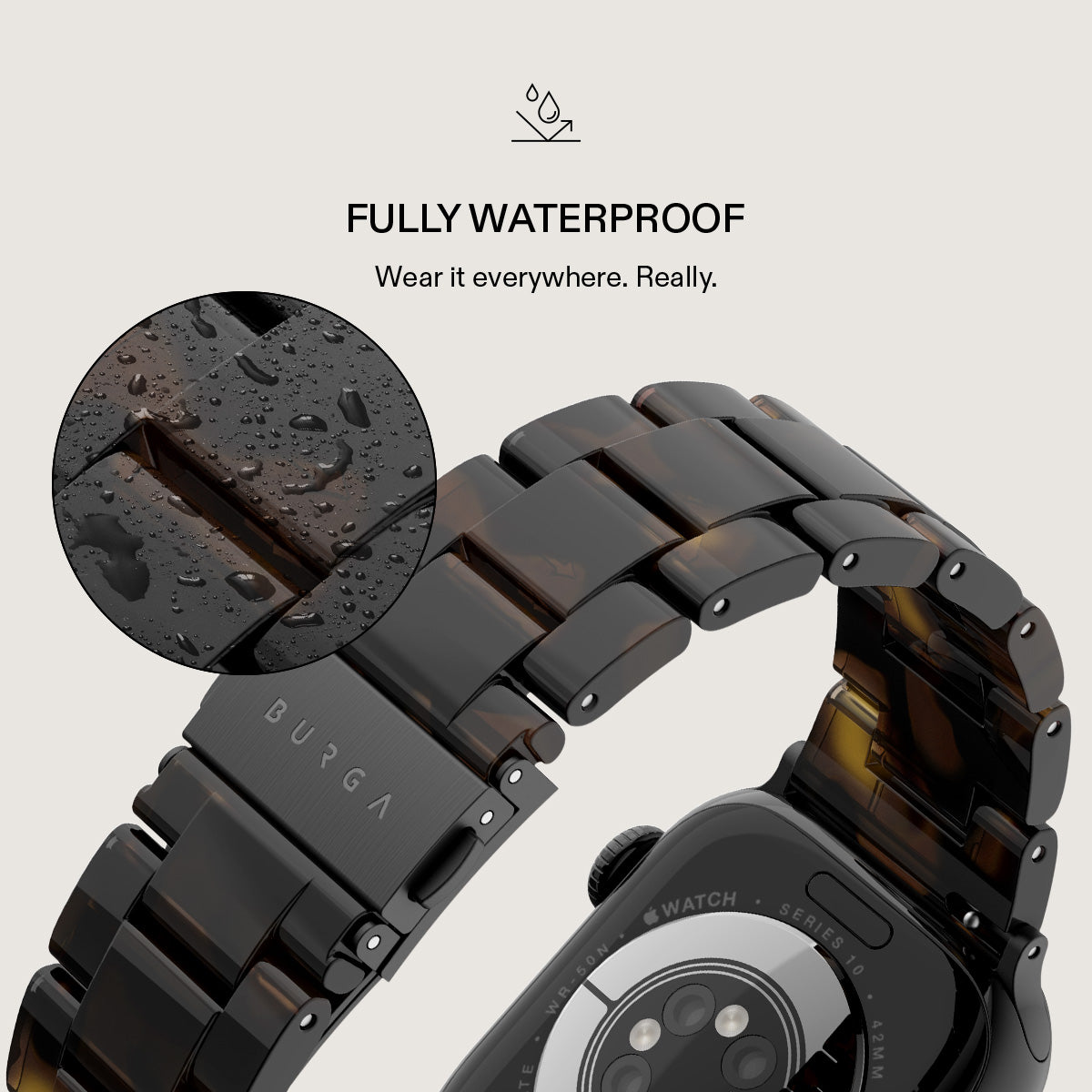 BURGA Apple Watch 38/40/41mm acetát szíj - fekete (fekete szerkezet)