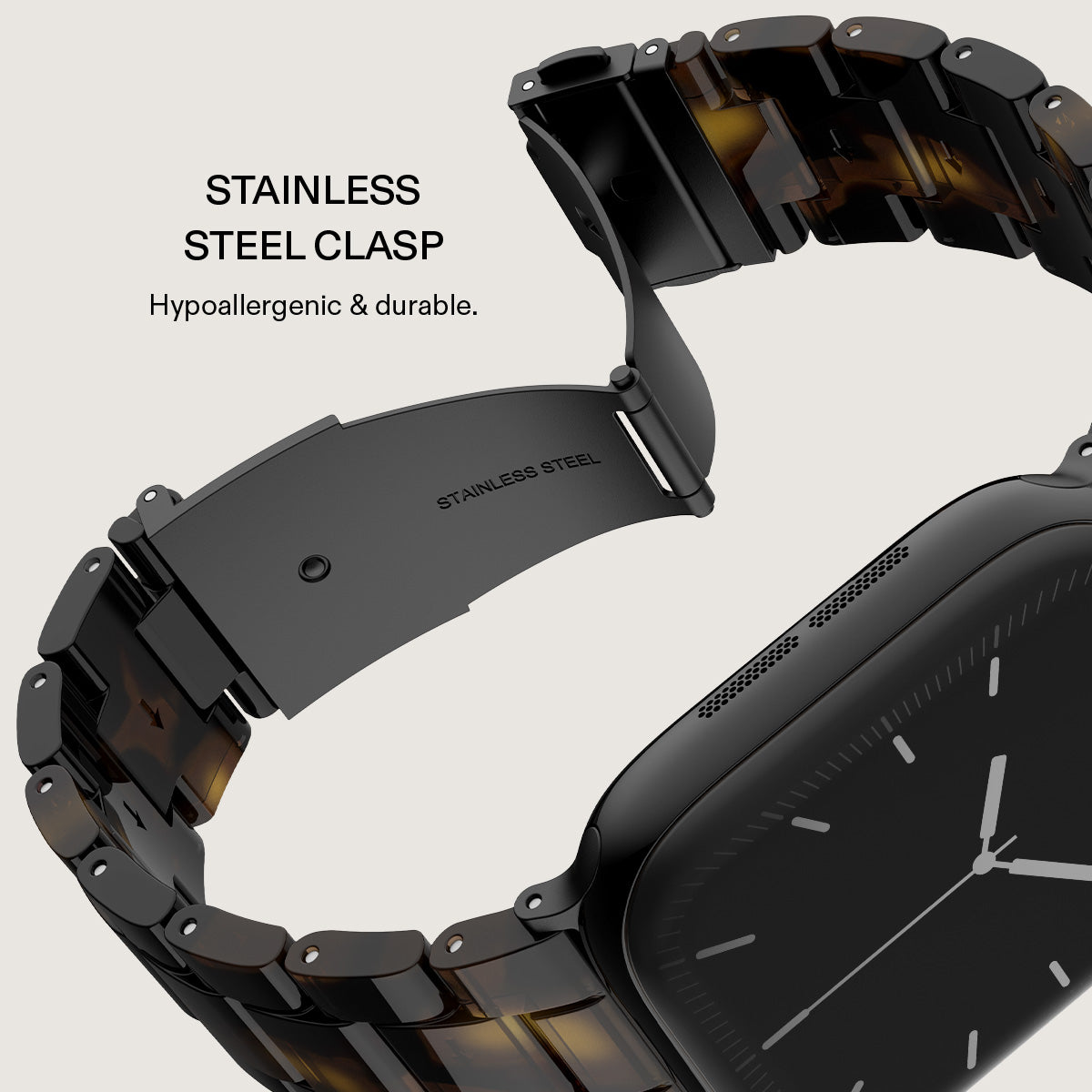 BURGA Apple Watch 38/40/41mm acetát szíj - fekete (fekete szerkezet)