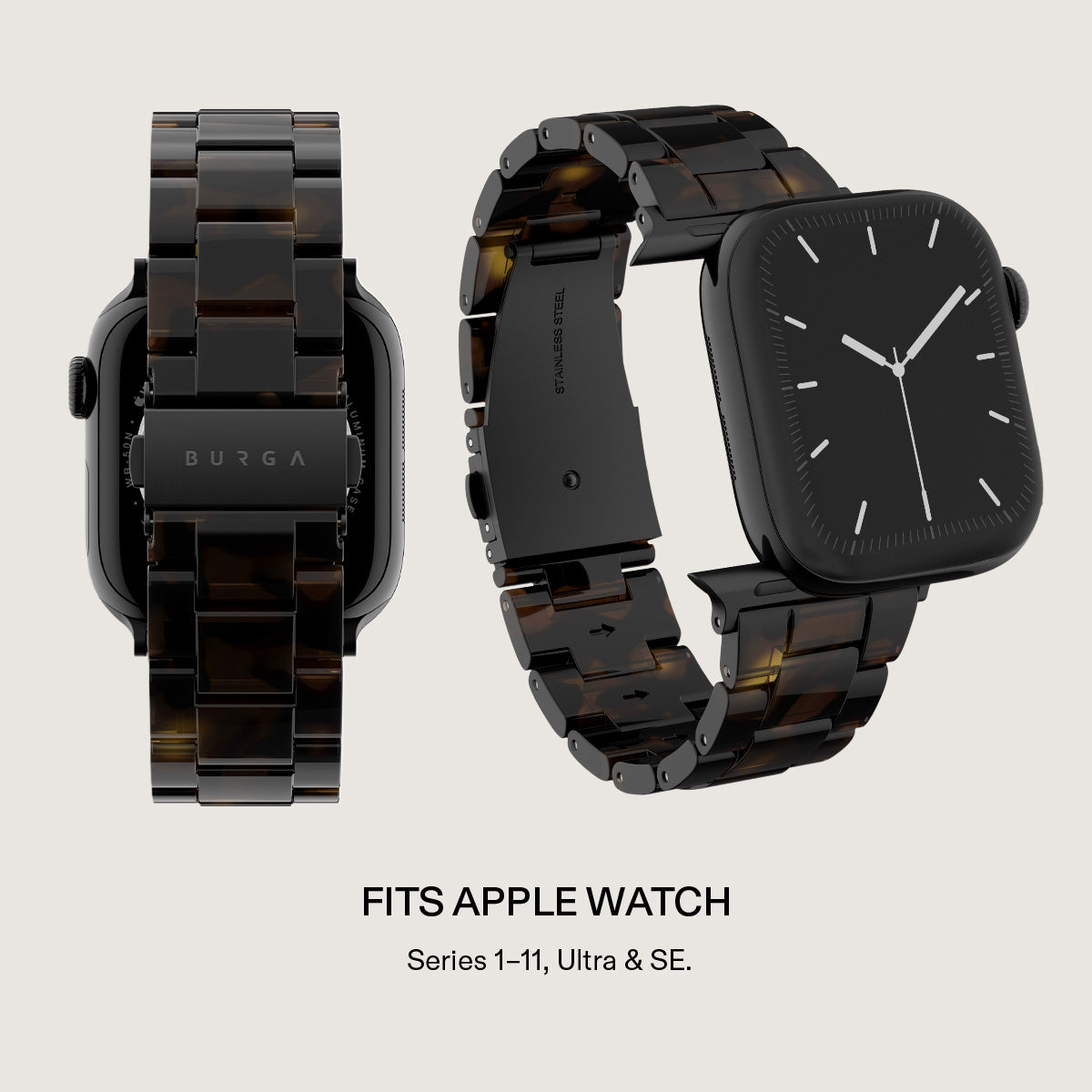 BURGA Apple Watch 38/40/41mm acetát szíj - fekete (fekete szerkezet)