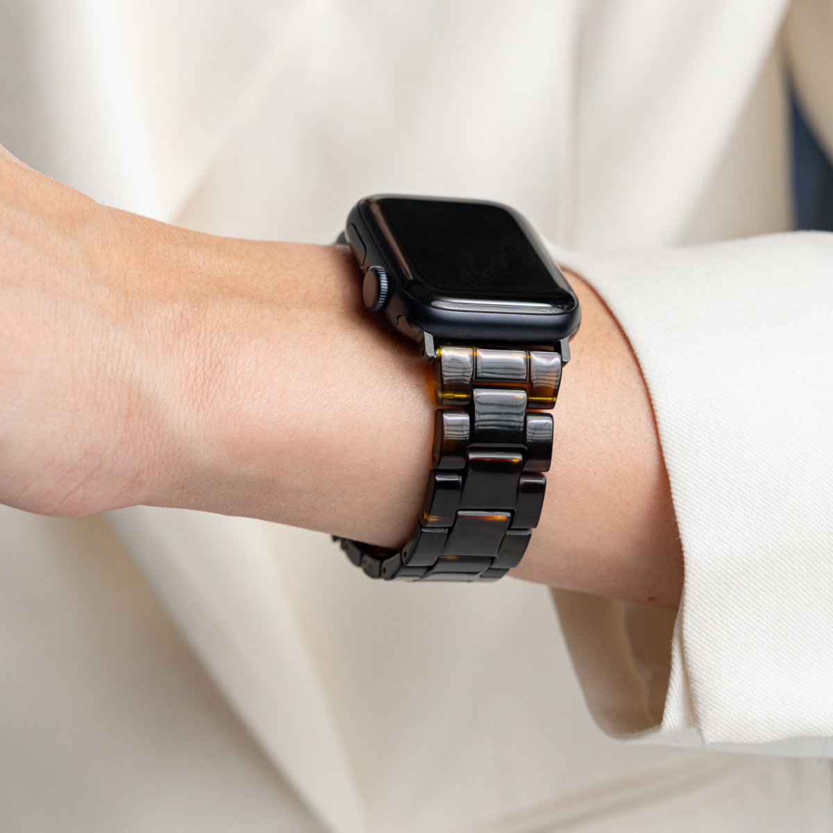 BURGA Apple Watch 44/45/46/49mm acetát szíj - fekete (fekete szerkezet)