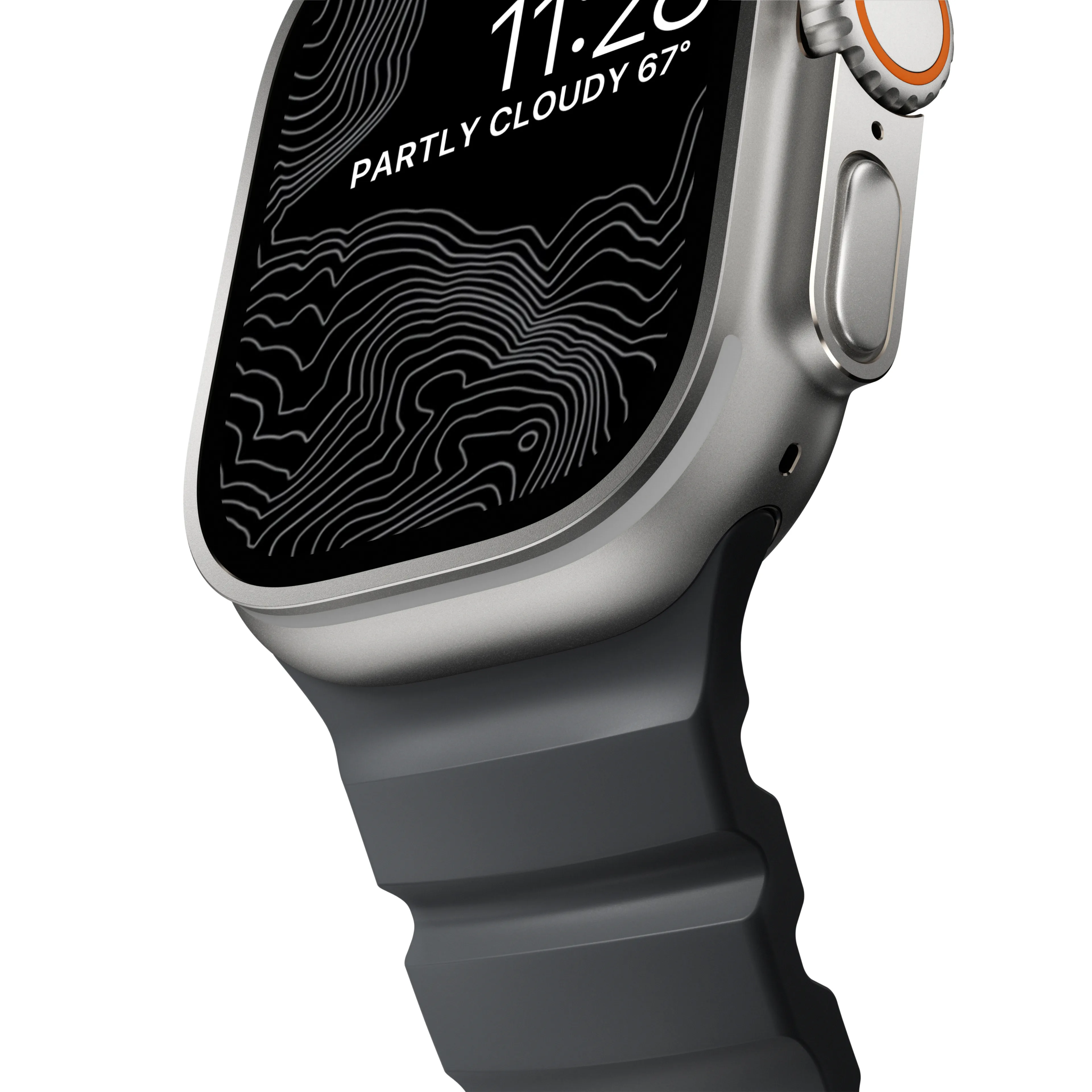 NOMAD Rocky Point Apple Watch 44/45/46/49mm gumi sportszíj - viharszürke