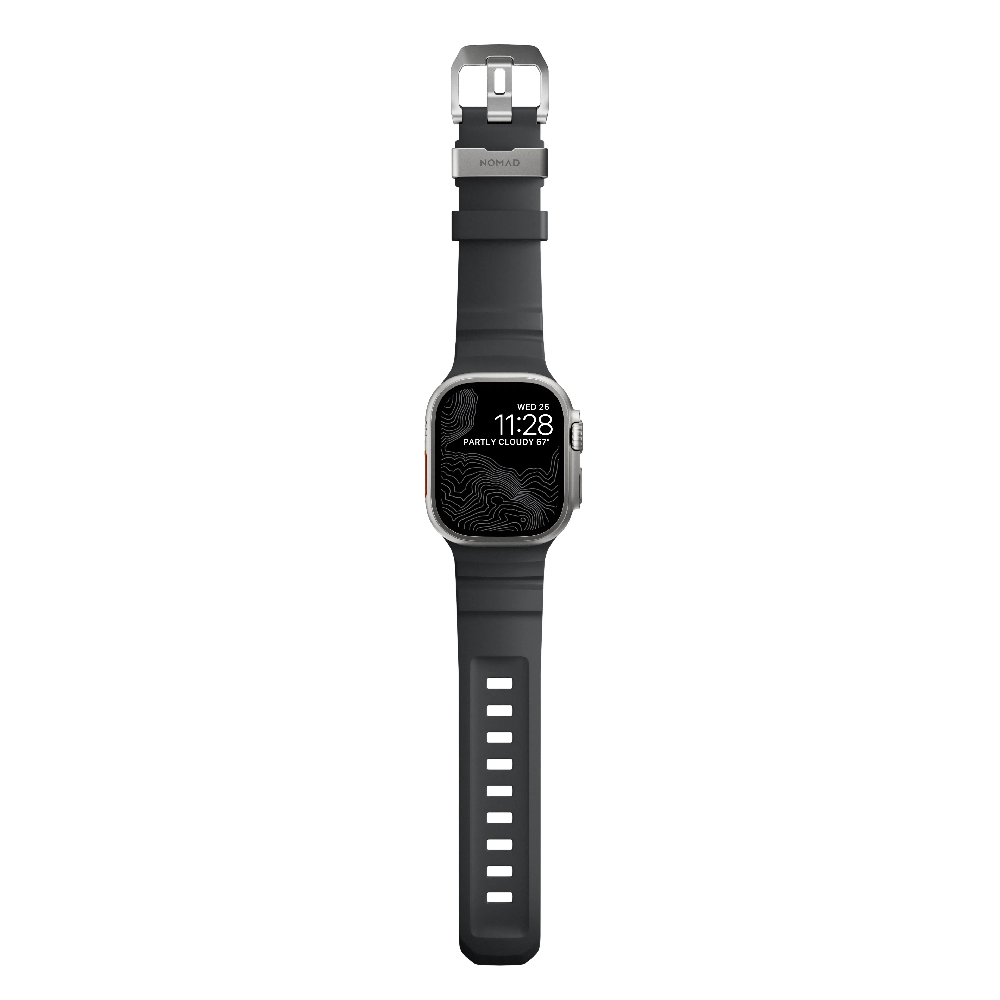 NOMAD Rocky Point Apple Watch 44/45/46/49mm gumi sportszíj - viharszürke