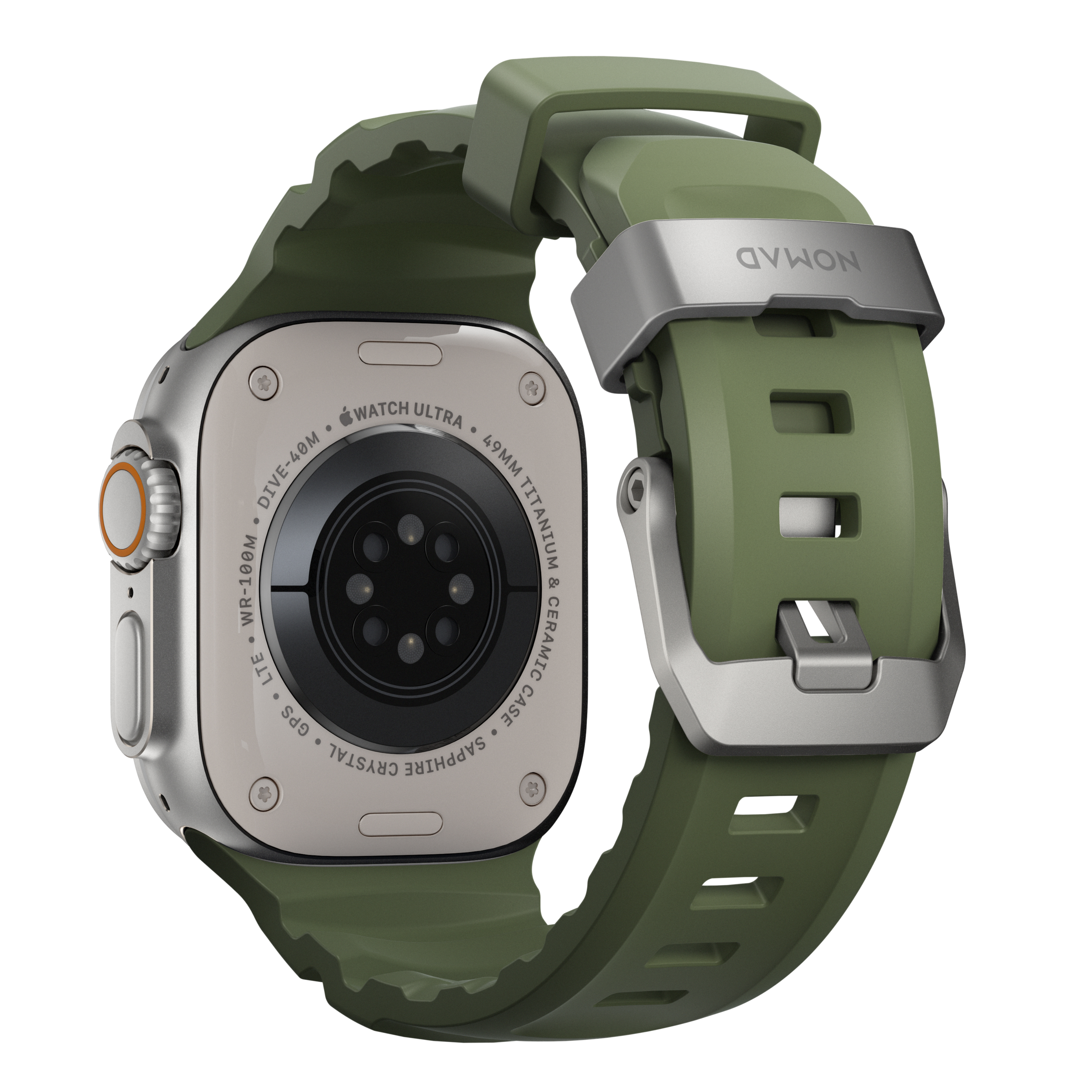 NOMAD Rocky Point Apple Watch 44/45/46/49mm gumi sportszíj - Erdőzöld 