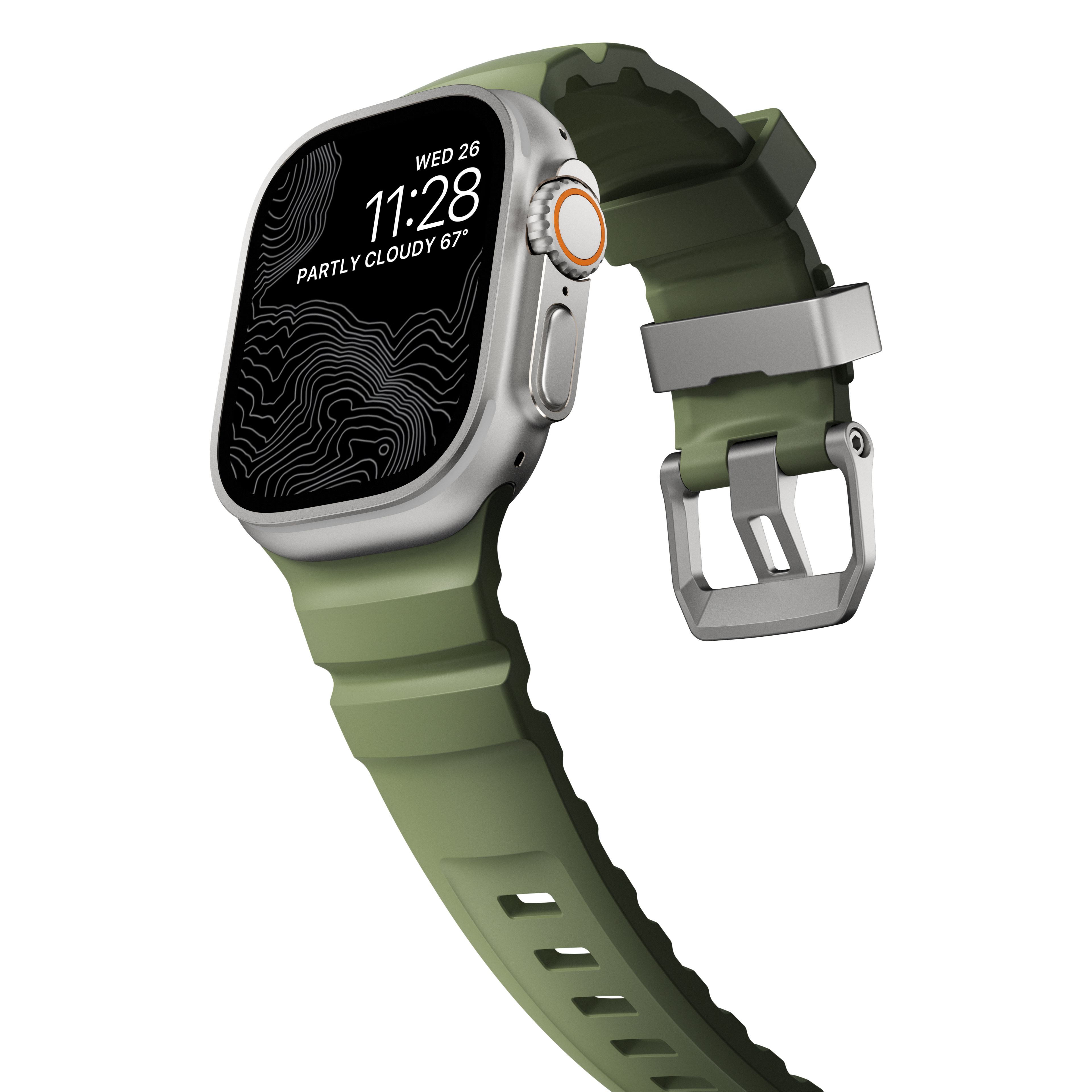 NOMAD Rocky Point Apple Watch 44/45/46/49mm gumi sportszíj - Erdőzöld 