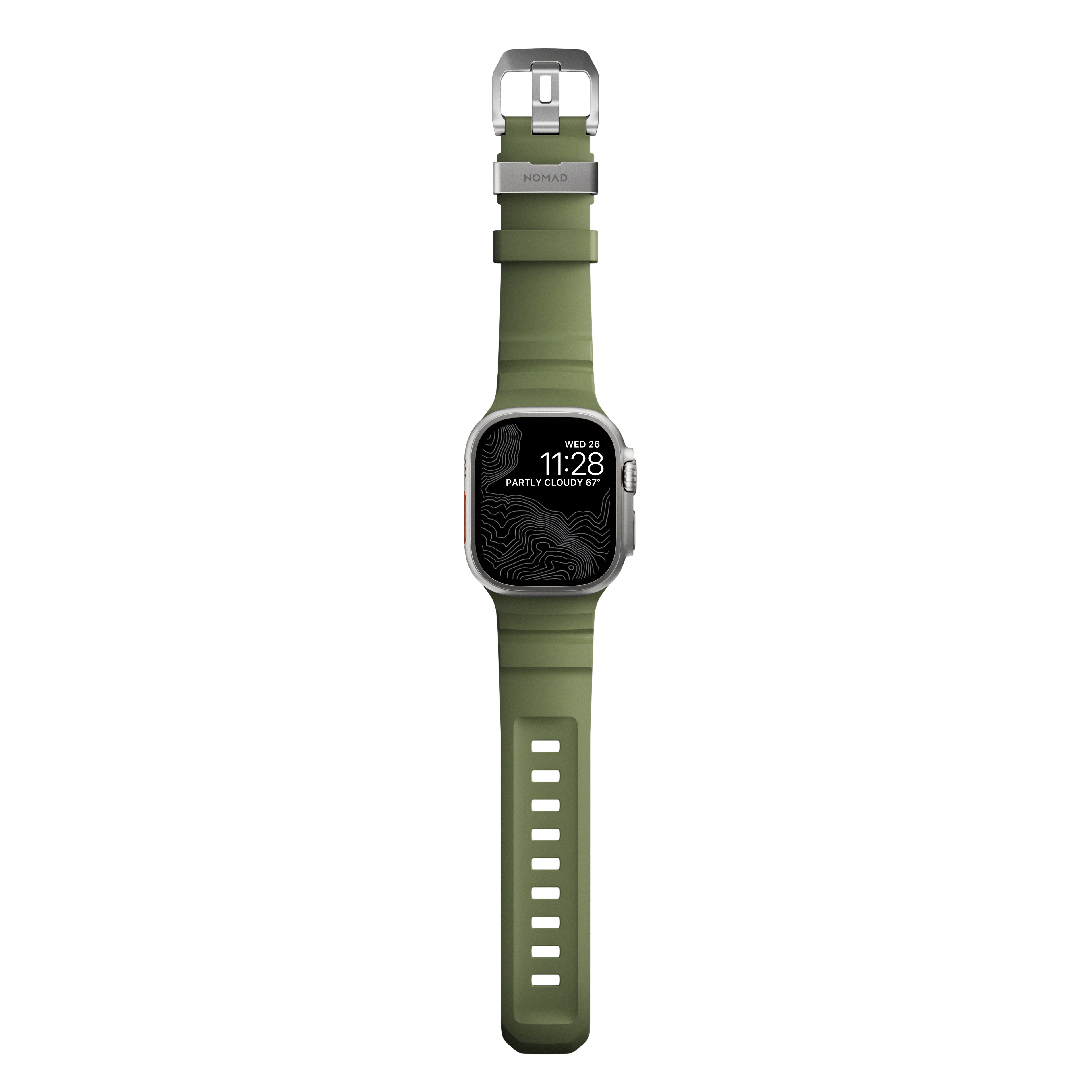 NOMAD Rocky Point Apple Watch 44/45/46/49mm gumi sportszíj - Erdőzöld 