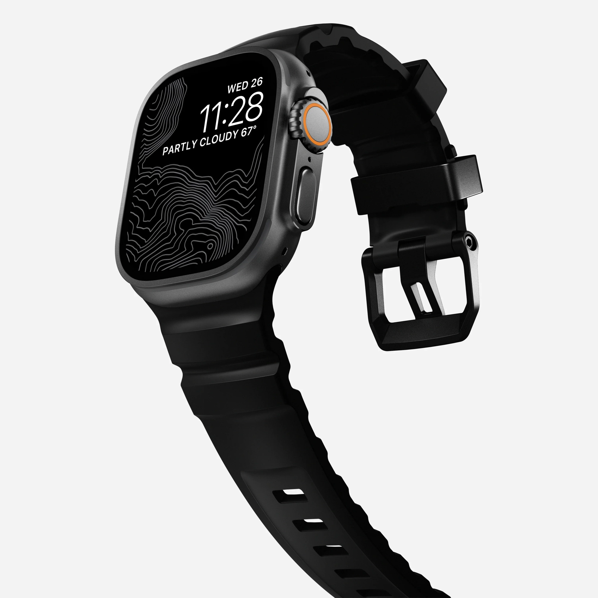 NOMAD Rocky Point Apple Watch 44/45/46/49mm gumi sportszíj - szénfekete