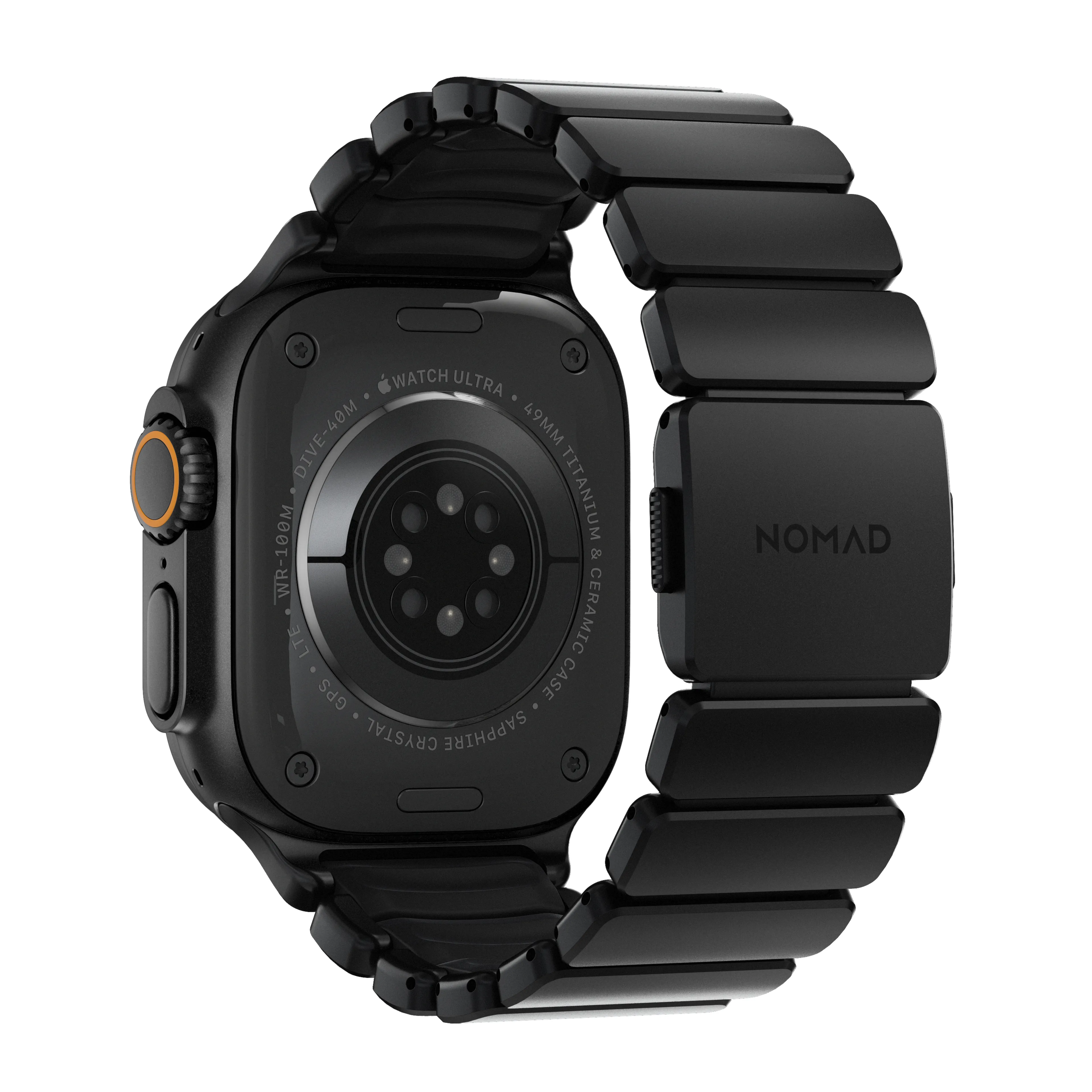 NOMAD Stratos Apple Watch 44/45/46/49mm-es titán szíj - fekete