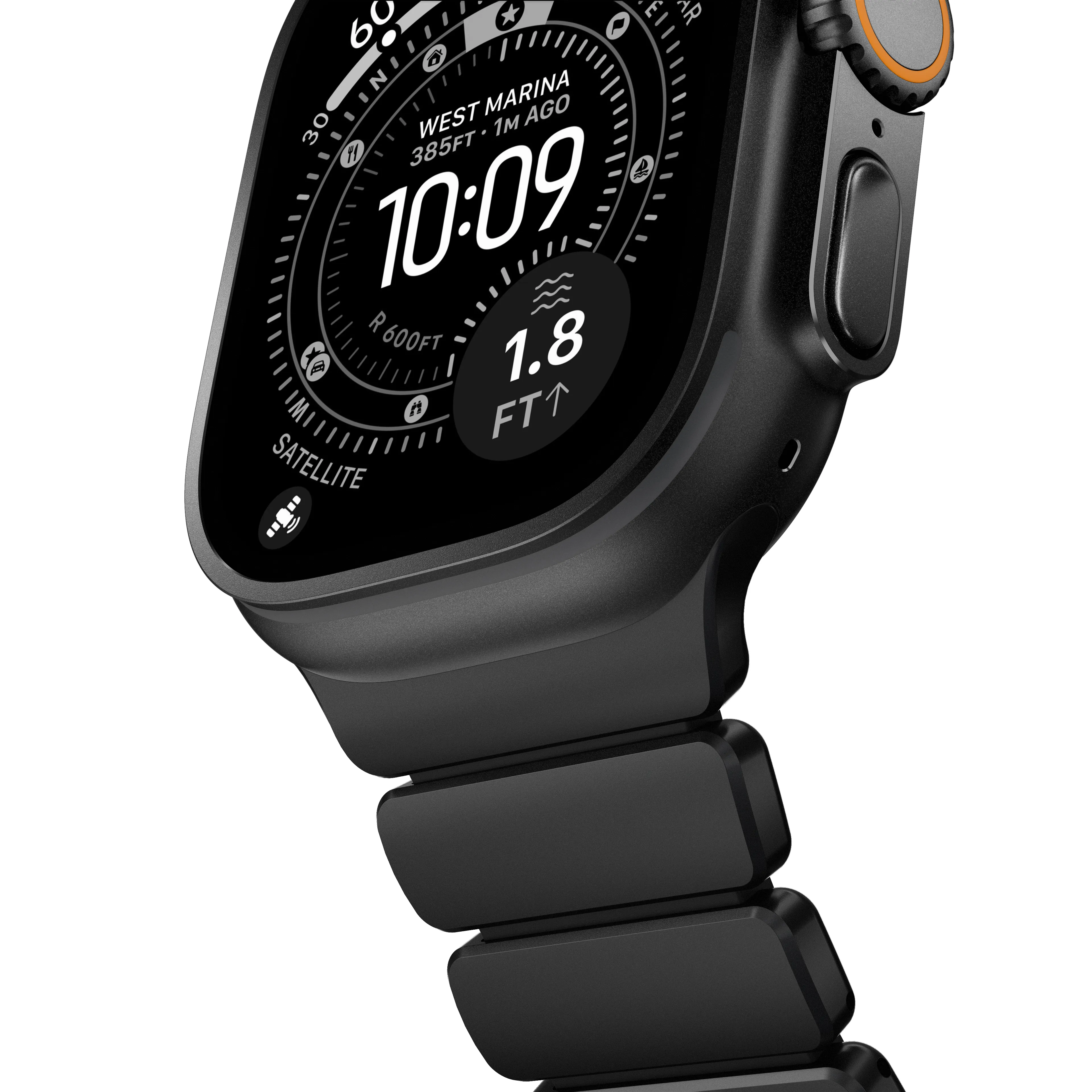 NOMAD Stratos Apple Watch 44/45/46/49mm-es titán szíj - fekete