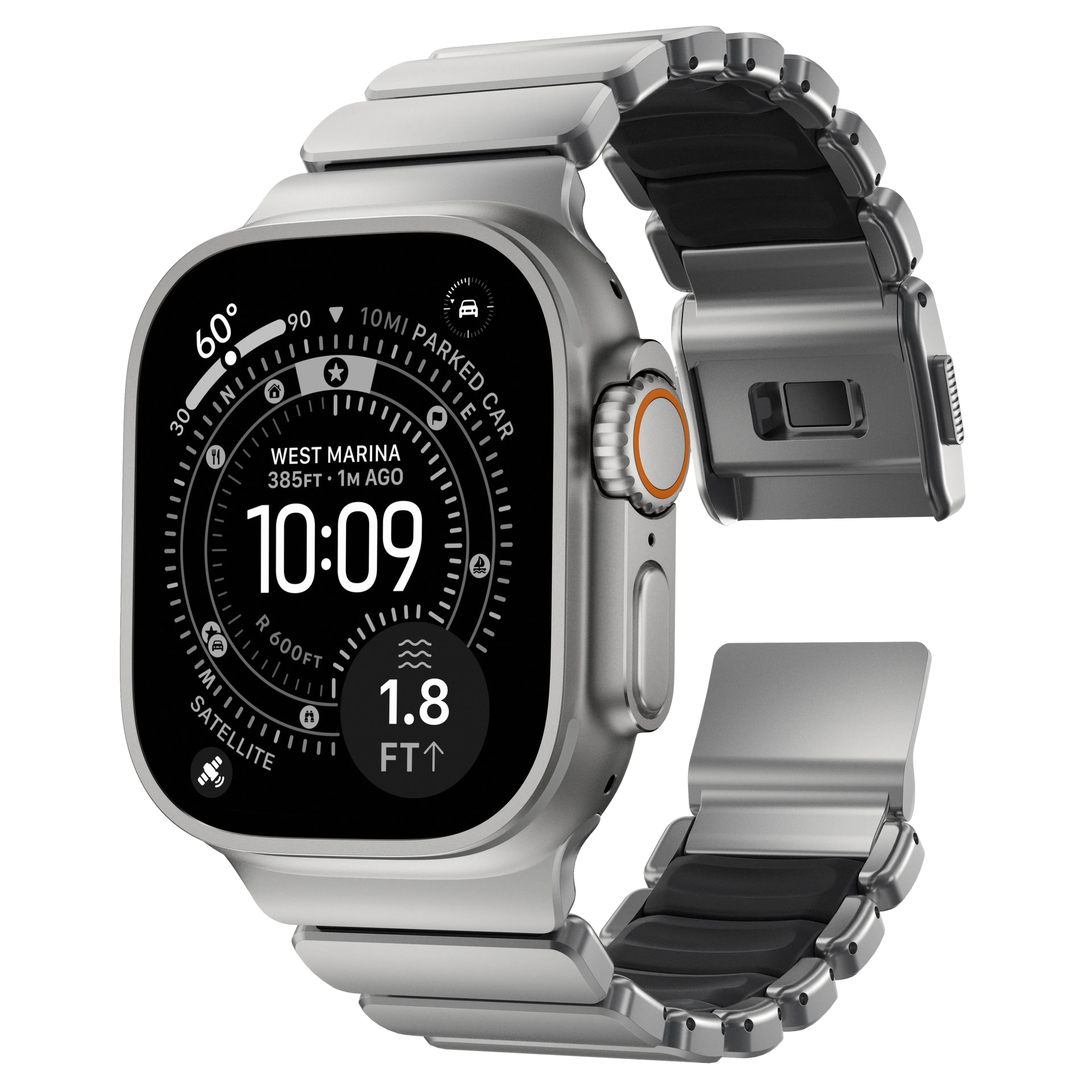 NOMAD Stratos Apple Watch 44/45/46/49mm-es titán szíj - natúr titán