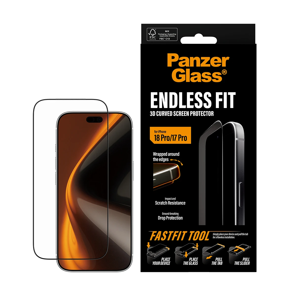 PanzerGlass Endless Fit 3D Curve iPhone 18 Pro / 17 Pro kijelzővédő üvegfólia
