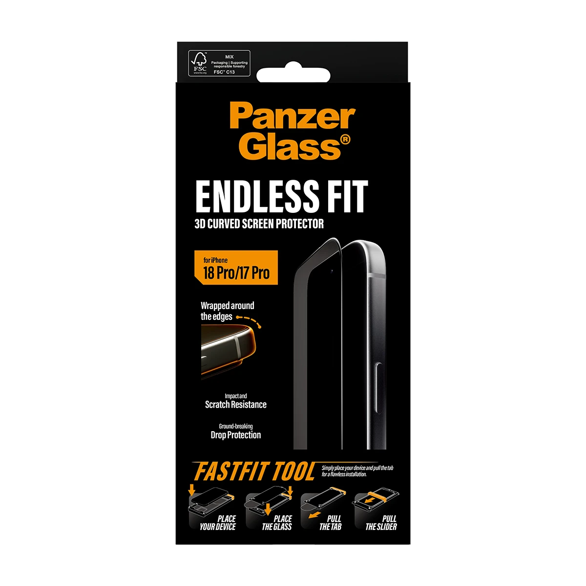 PanzerGlass Endless Fit 3D Curve iPhone 18 Pro / 17 Pro kijelzővédő üvegfólia
