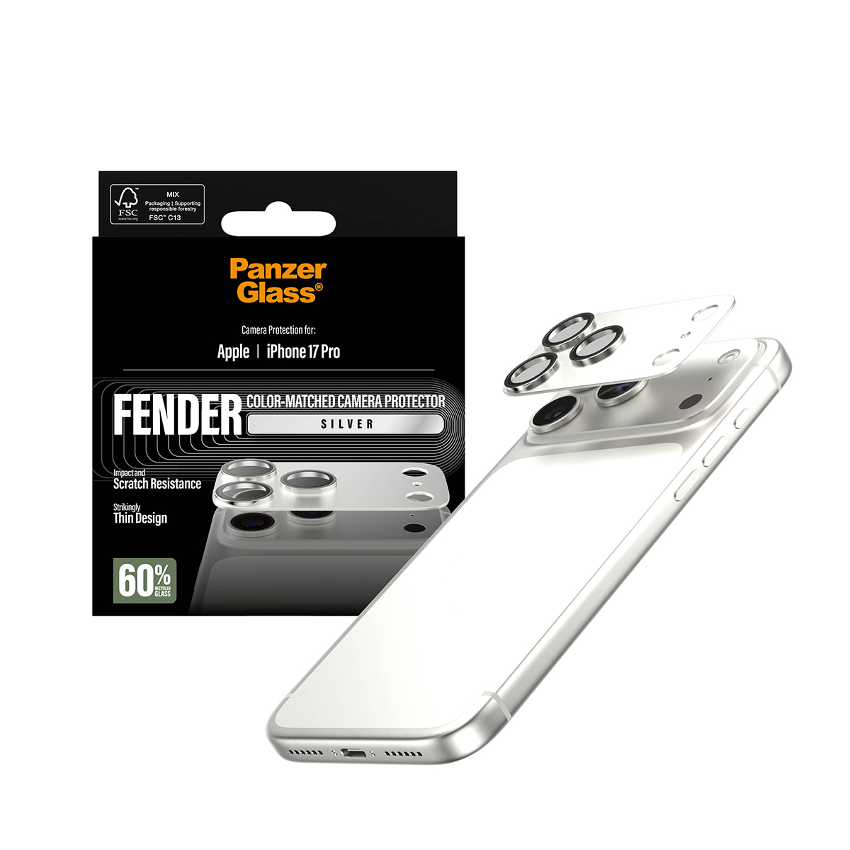 PANZERGLASS Fender iPhone 17 Pro kameralencse-védő - ezüst
