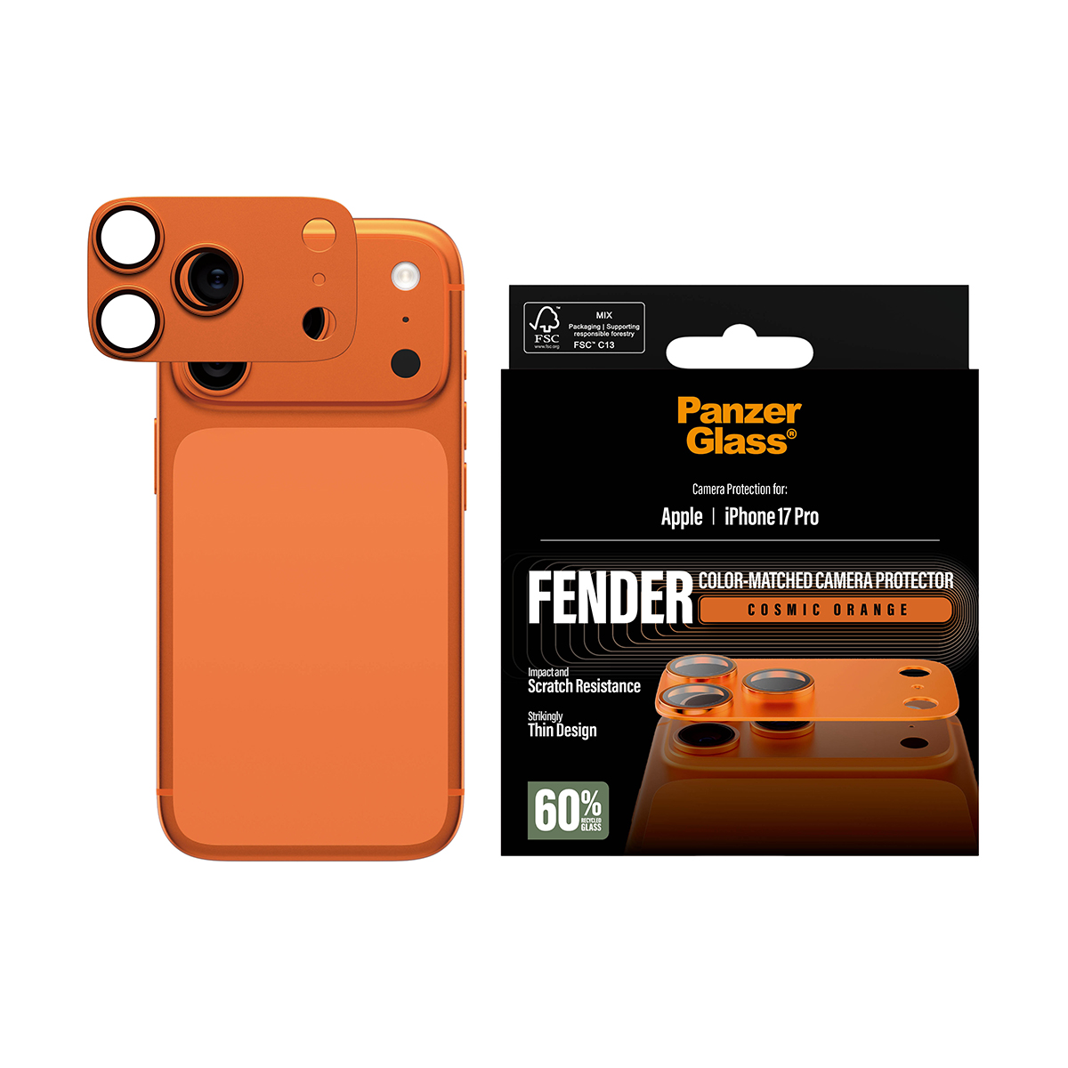 PANZERGLASS Fender iPhone 17 Pro kameralencse-védő - kozmosznarancs