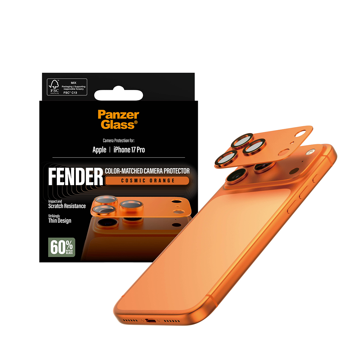 PANZERGLASS Fender iPhone 17 Pro kameralencse-védő - kozmosznarancs