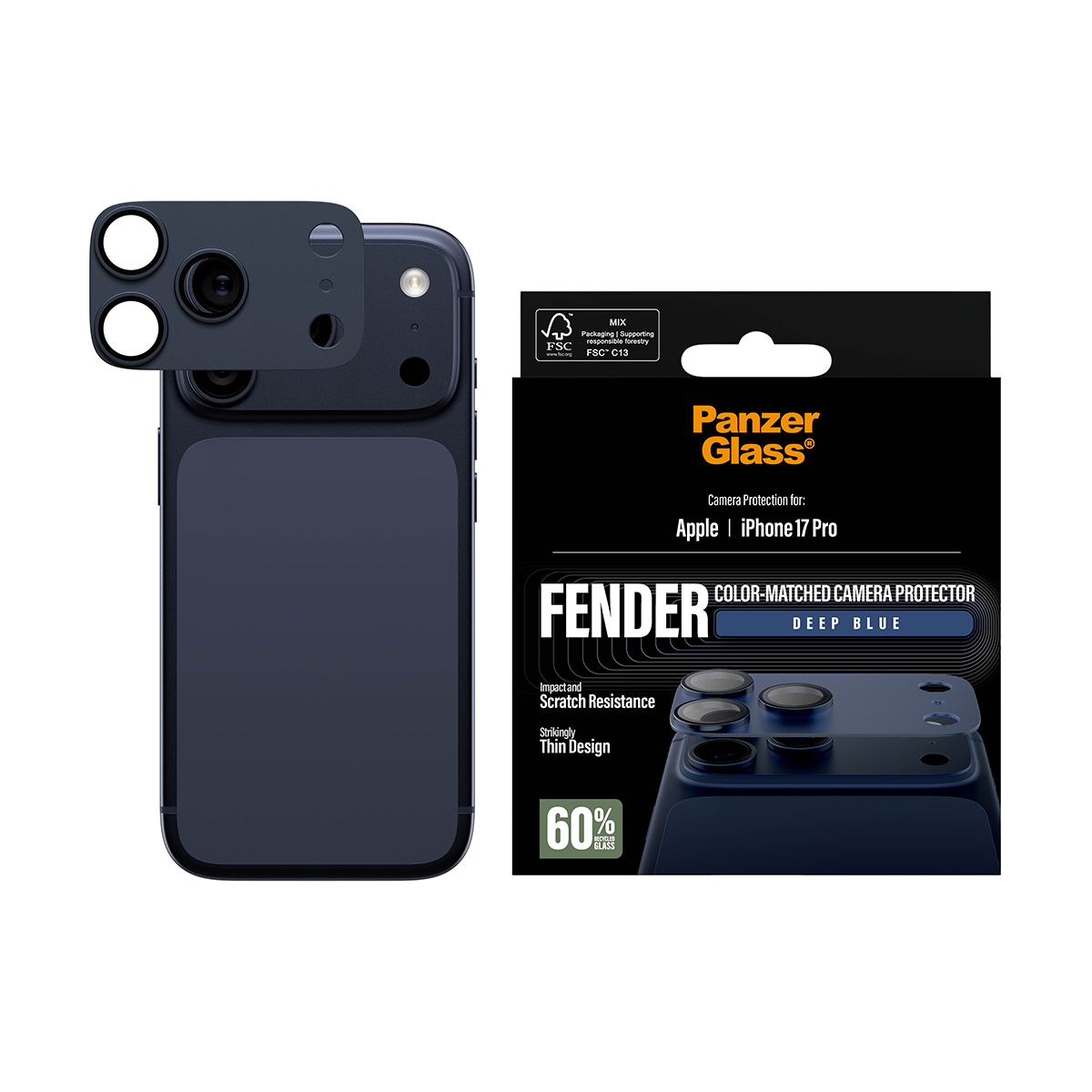 PANZERGLASS Fender iPhone 17 Pro kameralencse-védő - mélykék