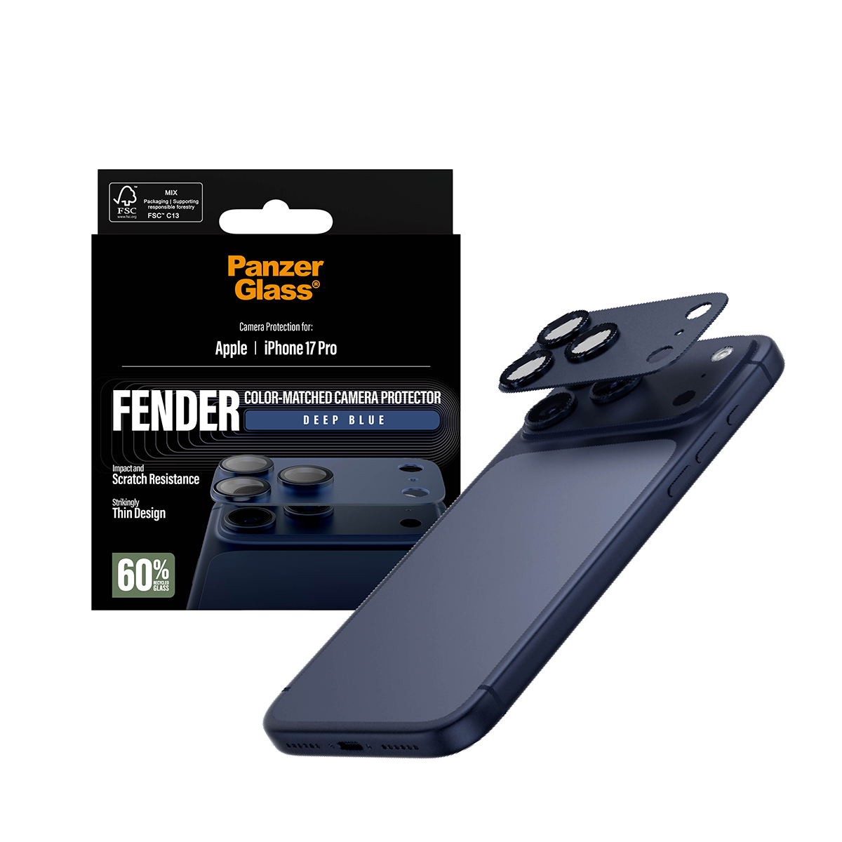 PANZERGLASS Fender iPhone 17 Pro kameralencse-védő - mélykék