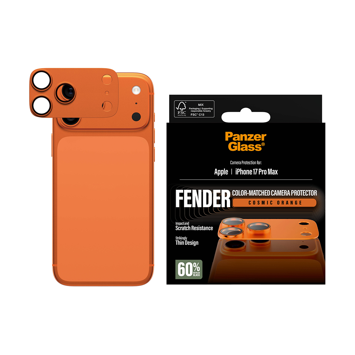 PANZERGLASS Fender iPhone 17 Pro Max kameralencse-védő - kozmosznarancs