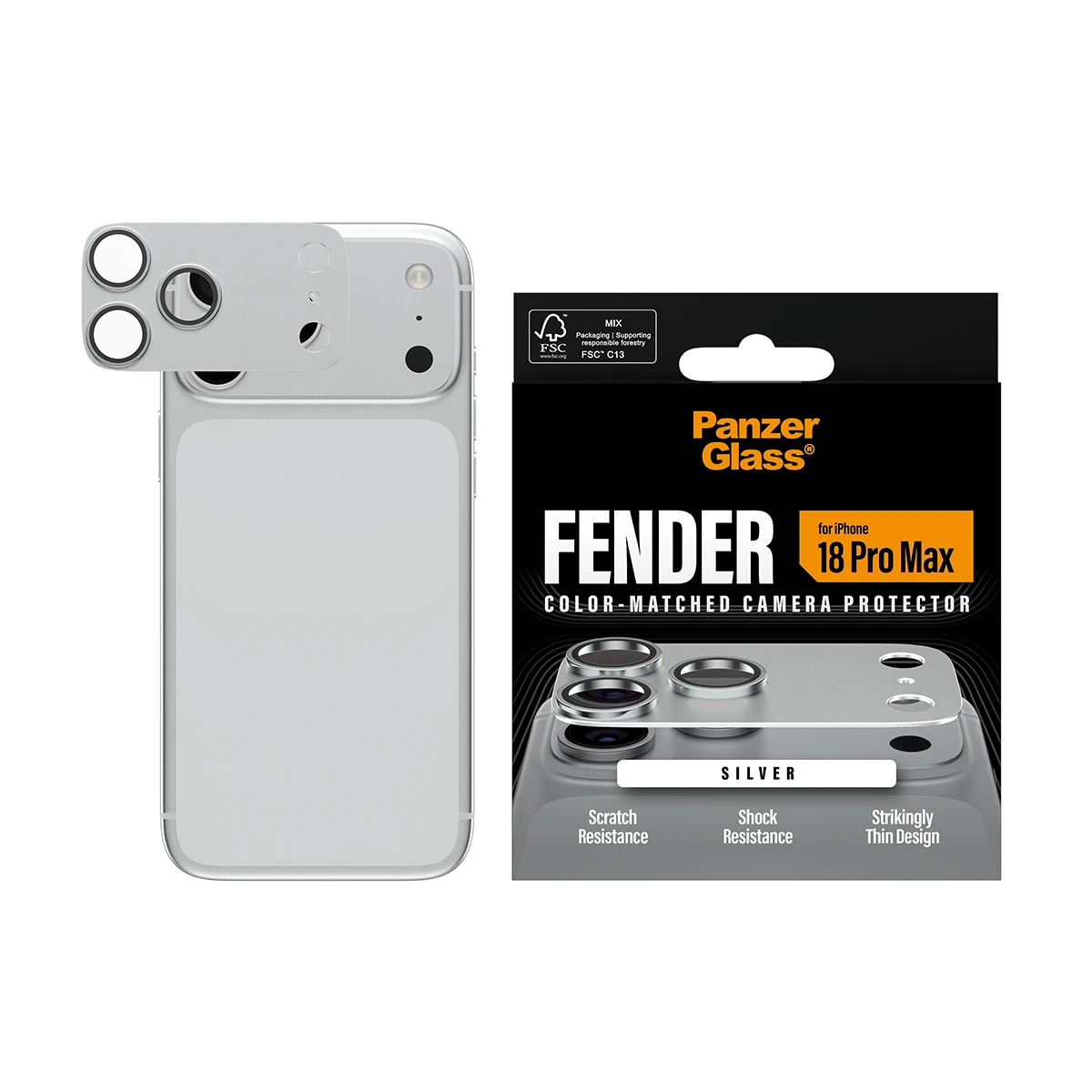 PanzerGlass Fender iPhone 18 Pro Max kameralencse-védő - ezüst