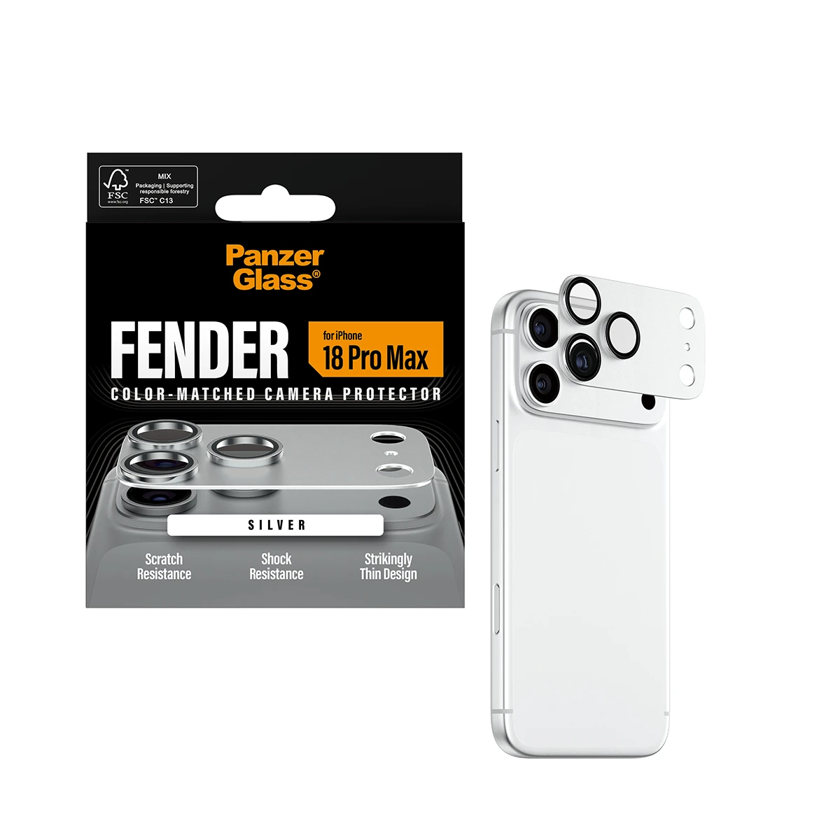 PanzerGlass Fender iPhone 18 Pro Max kameralencse-védő - ezüst