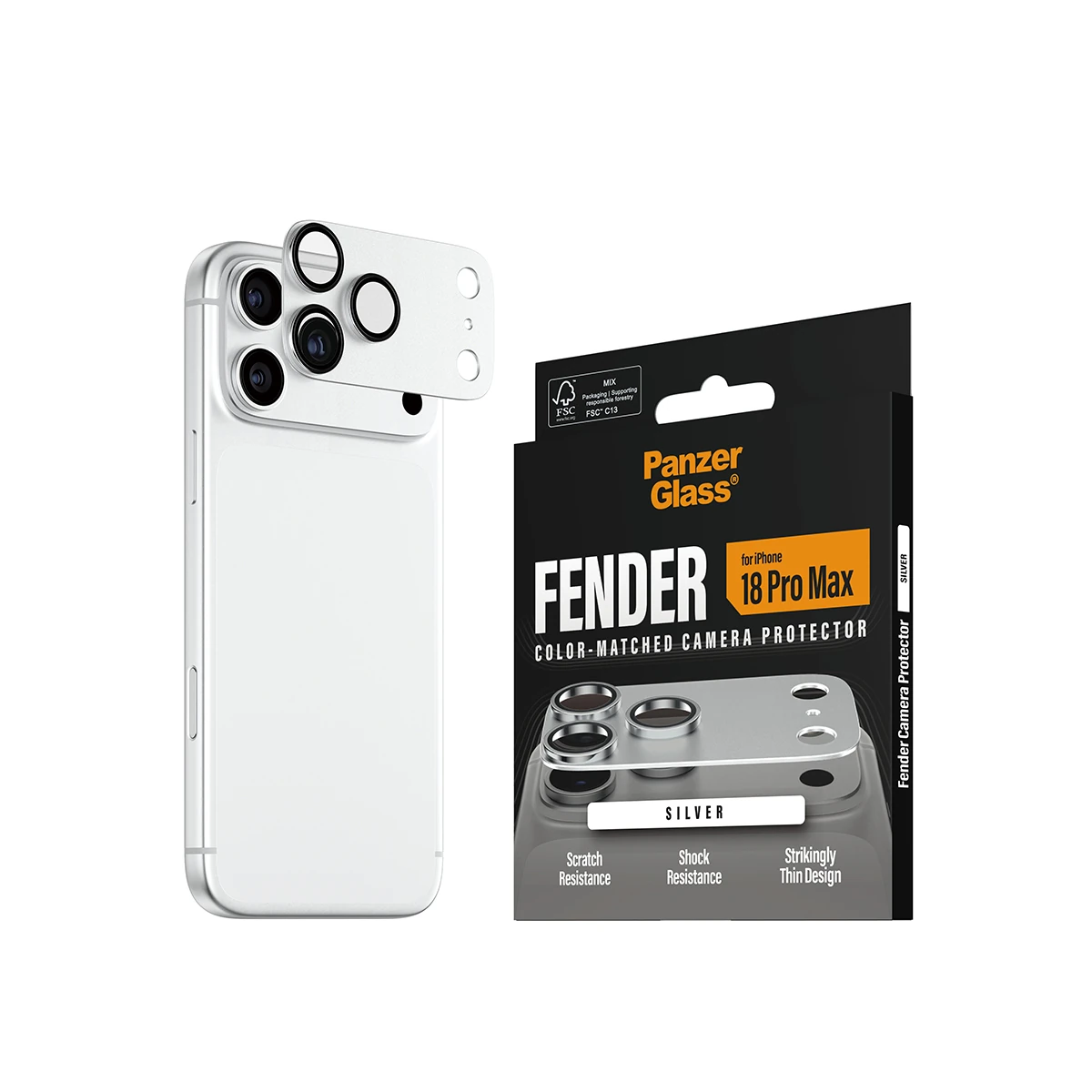 PanzerGlass Fender iPhone 18 Pro Max kameralencse-védő - ezüst