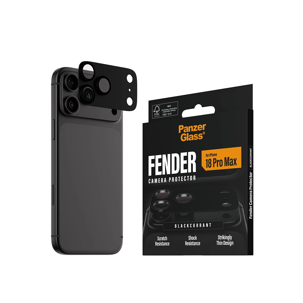 PanzerGlass Fender iPhone 18 Pro Max kameralencse-védő - fekete