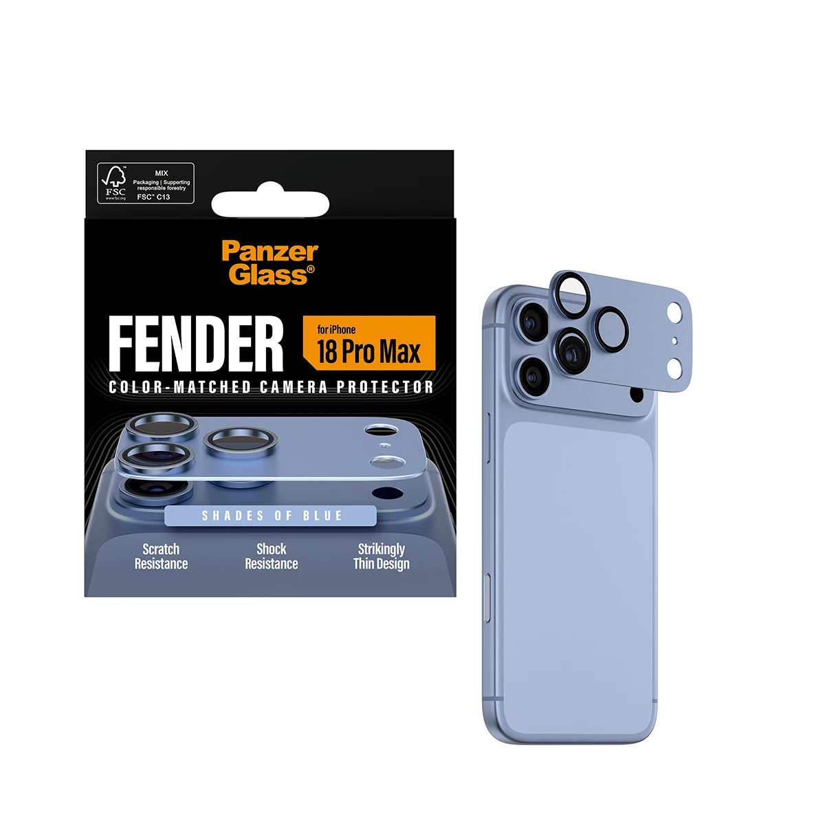 PanzerGlass Fender iPhone 18 Pro Max kameralencse-védő - kék