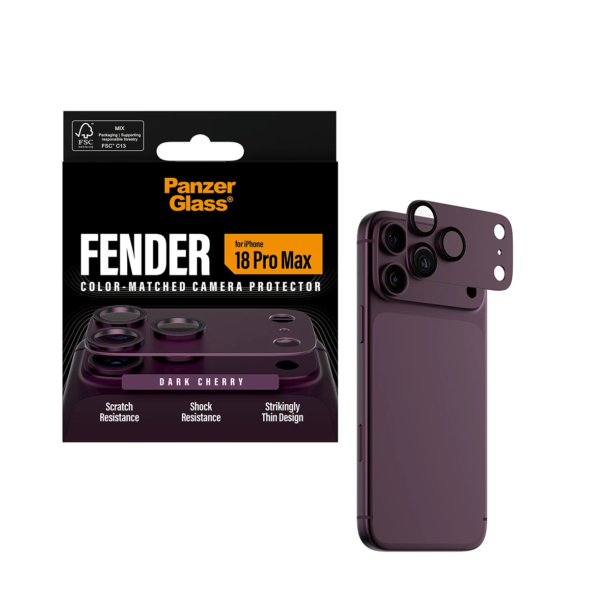 PanzerGlass Fender iPhone 18 Pro Max kameralencse-védő - sötétlila