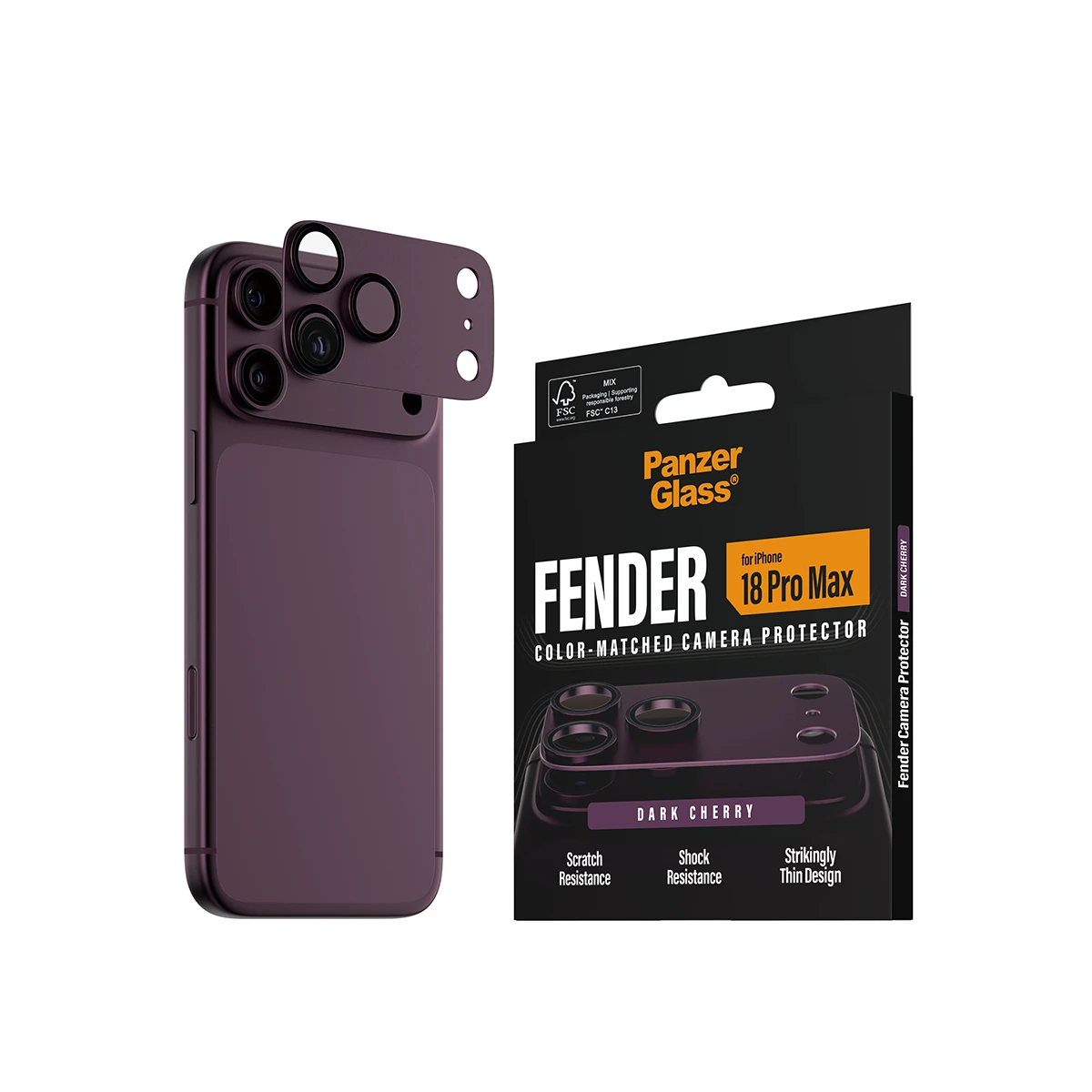 PanzerGlass Fender iPhone 18 Pro Max kameralencse-védő - sötétlila