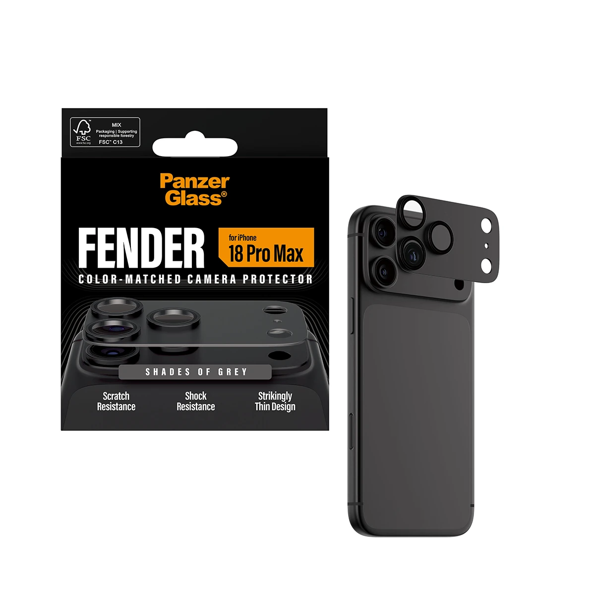 PanzerGlass Fender iPhone 18 Pro Max kameralencse-védő - szürke