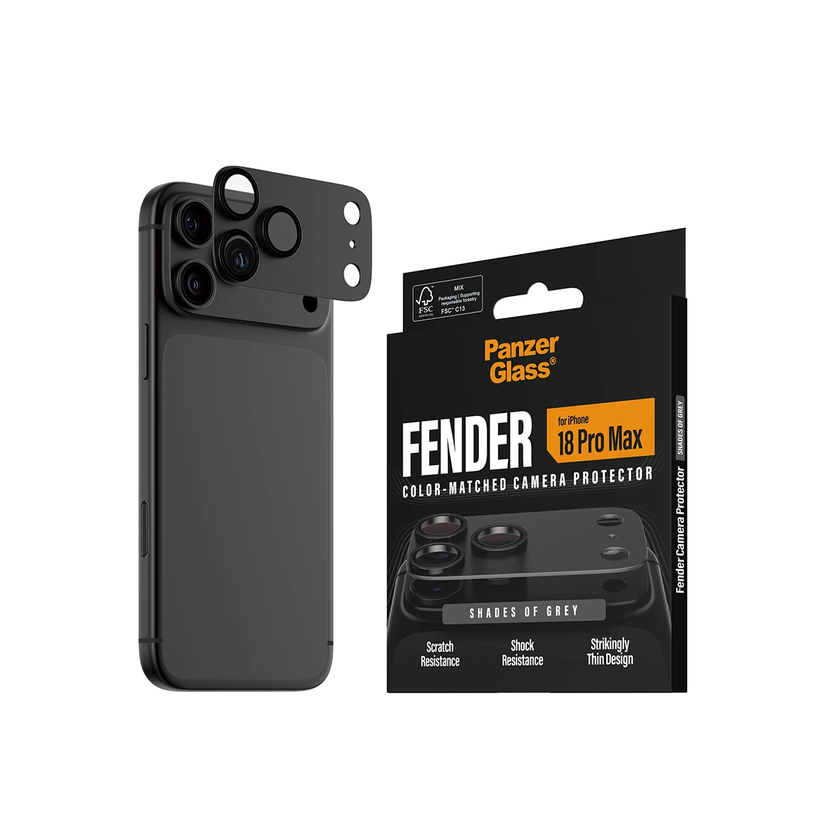 PanzerGlass Fender iPhone 18 Pro Max kameralencse-védő - szürke