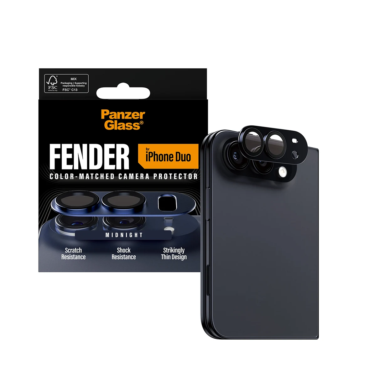 PanzerGlass Fender iPhone Duo kameralencse-védő - éjfekete