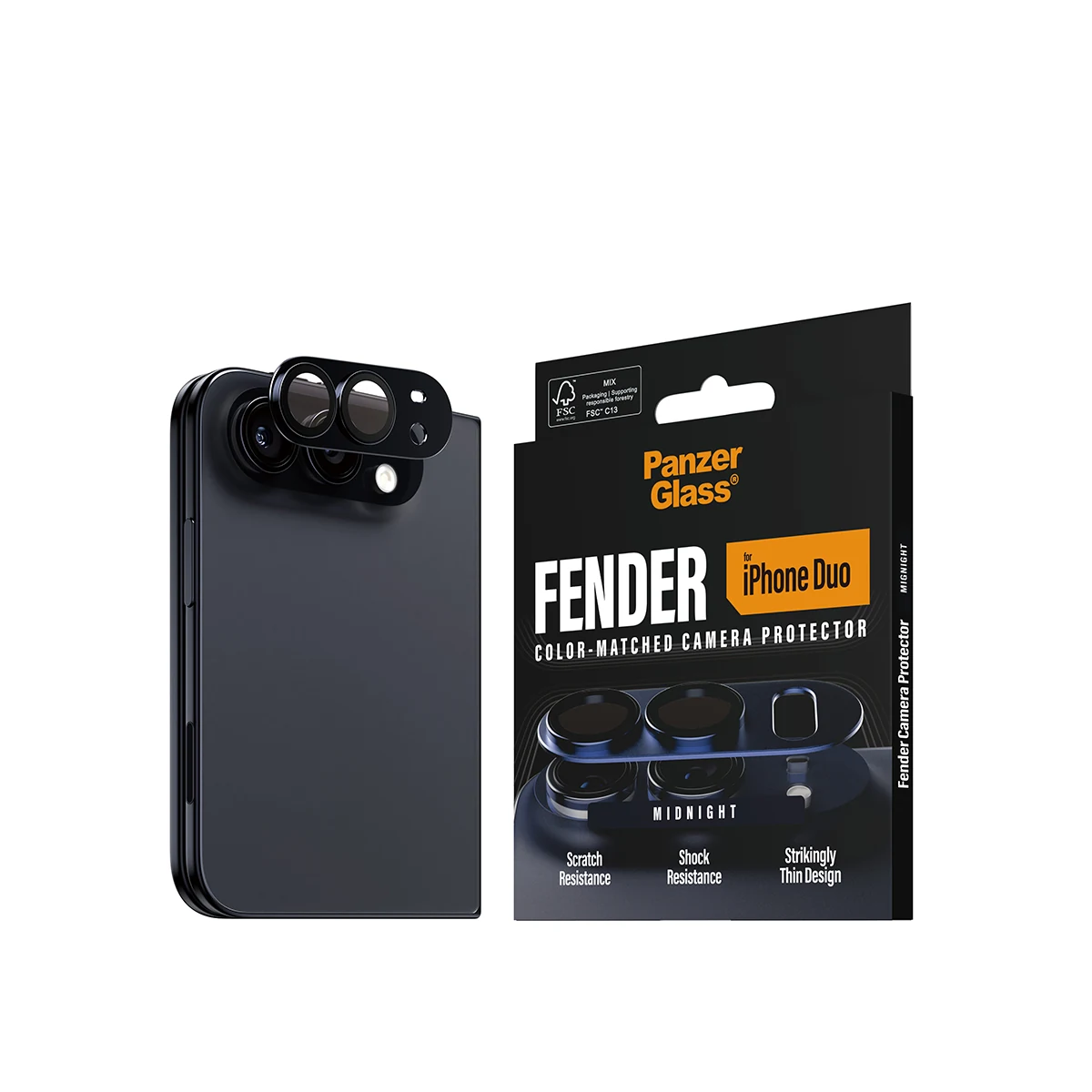 PanzerGlass Fender iPhone Duo kameralencse-védő - éjfekete